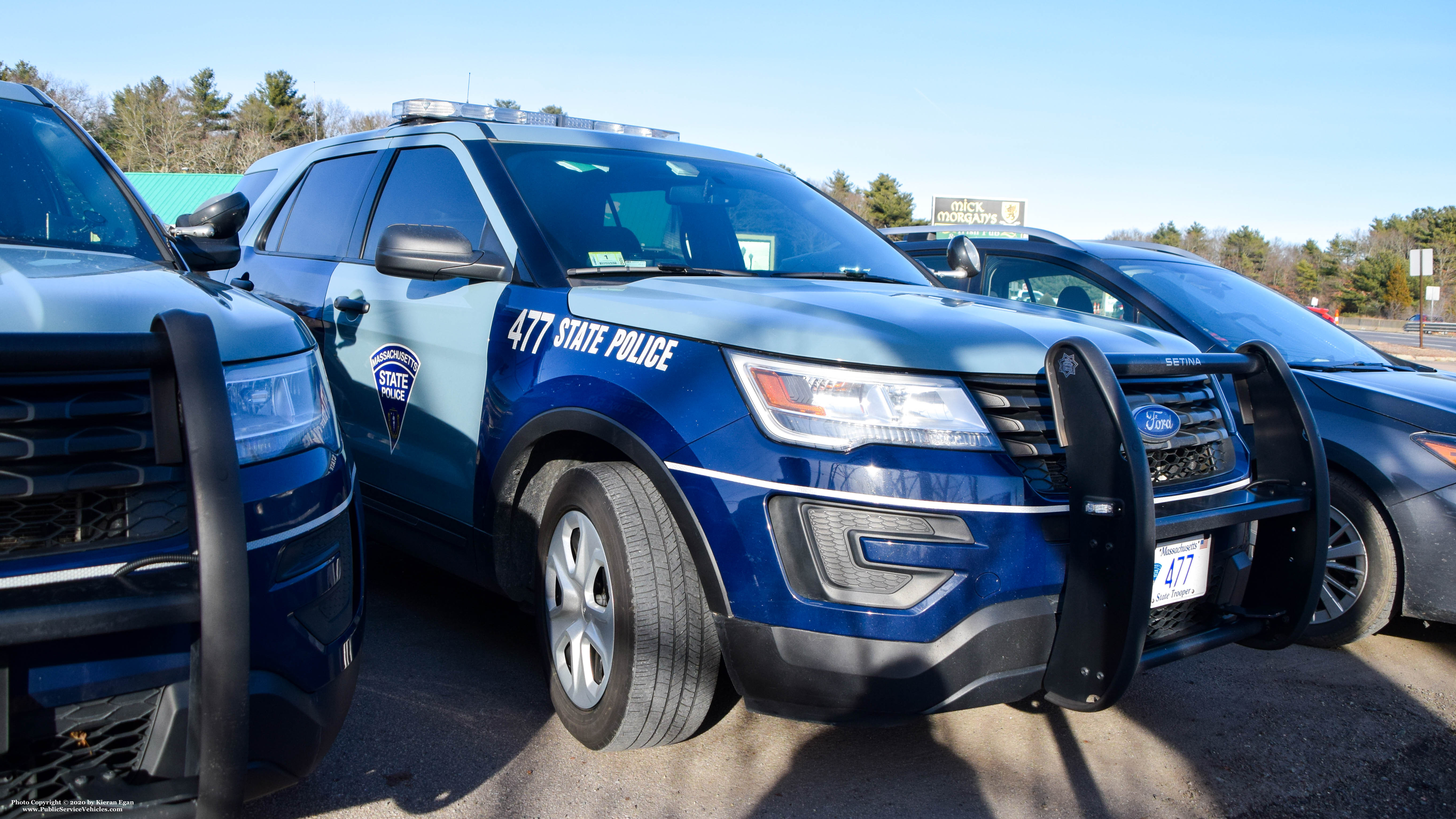 A photo  of Massachusetts State Police
            Cruiser 477, a 2016-2019 Ford Police Interceptor Utility             taken by Kieran Egan