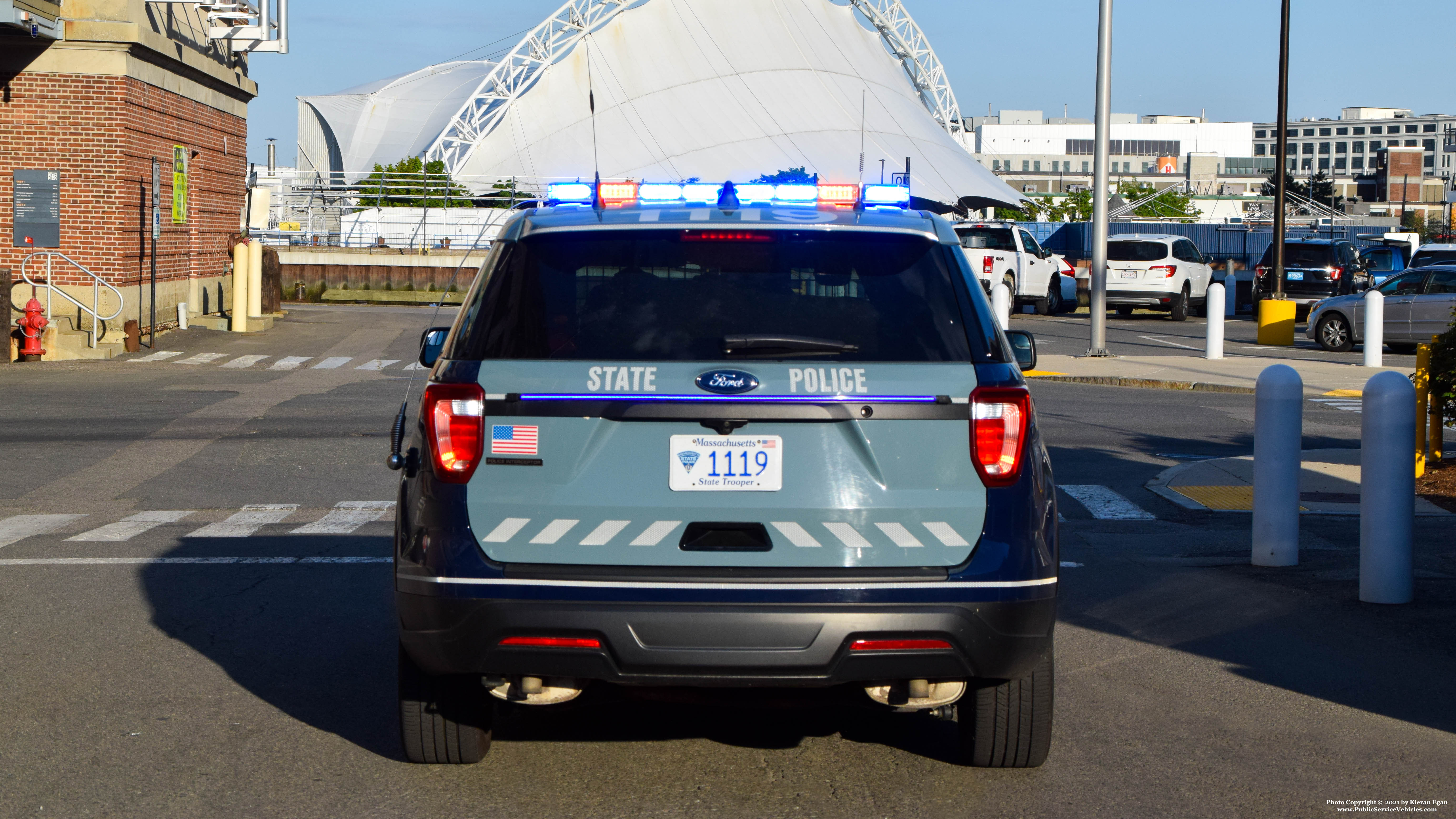 A photo  of Massachusetts State Police
            Cruiser 1119, a 2018 Ford Police Interceptor Utility             taken by Kieran Egan