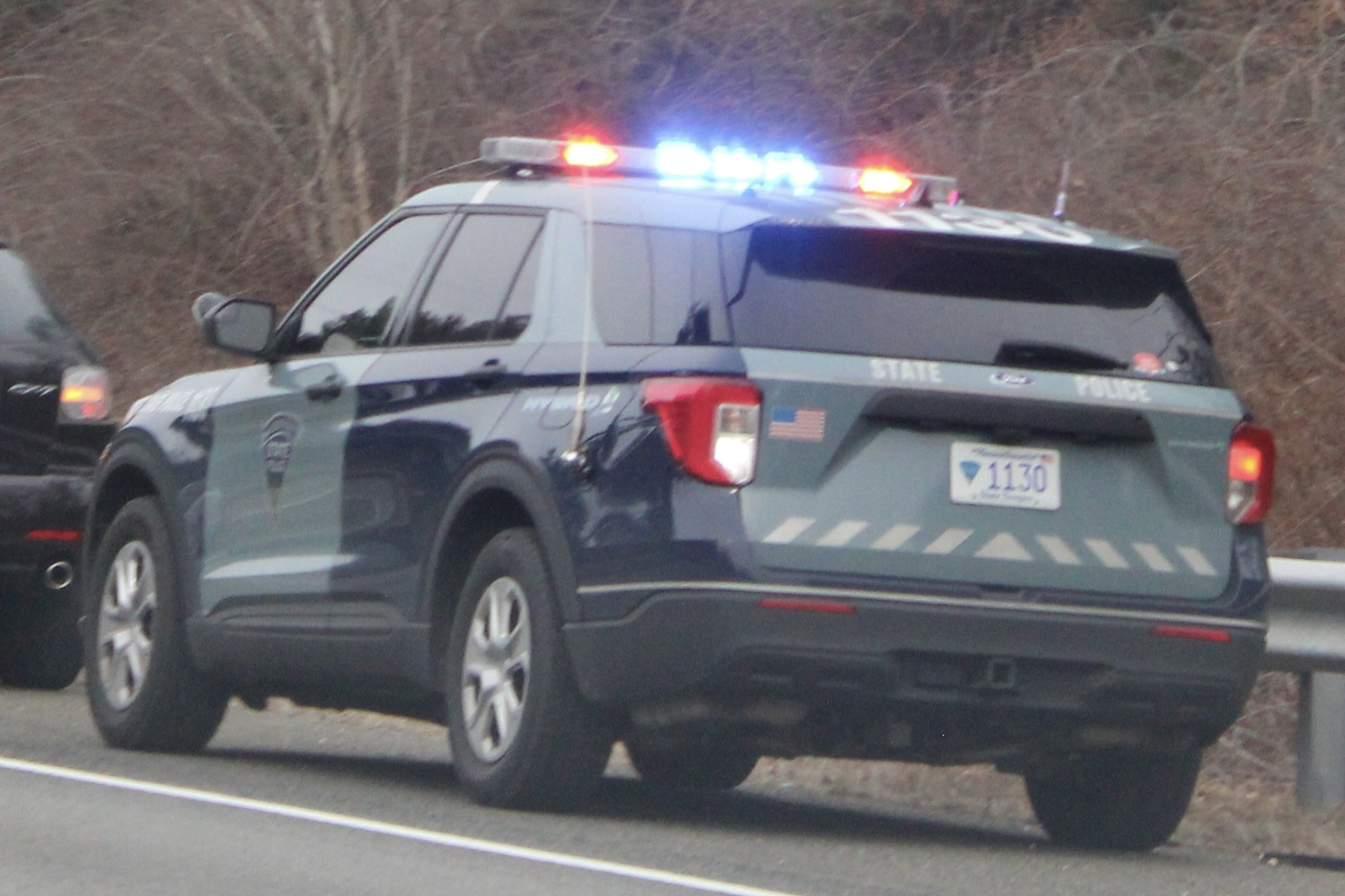 A photo  of Massachusetts State Police
            Cruiser 1130, a 2020 Ford Police Interceptor Utility Hybrid             taken by @riemergencyvehicles