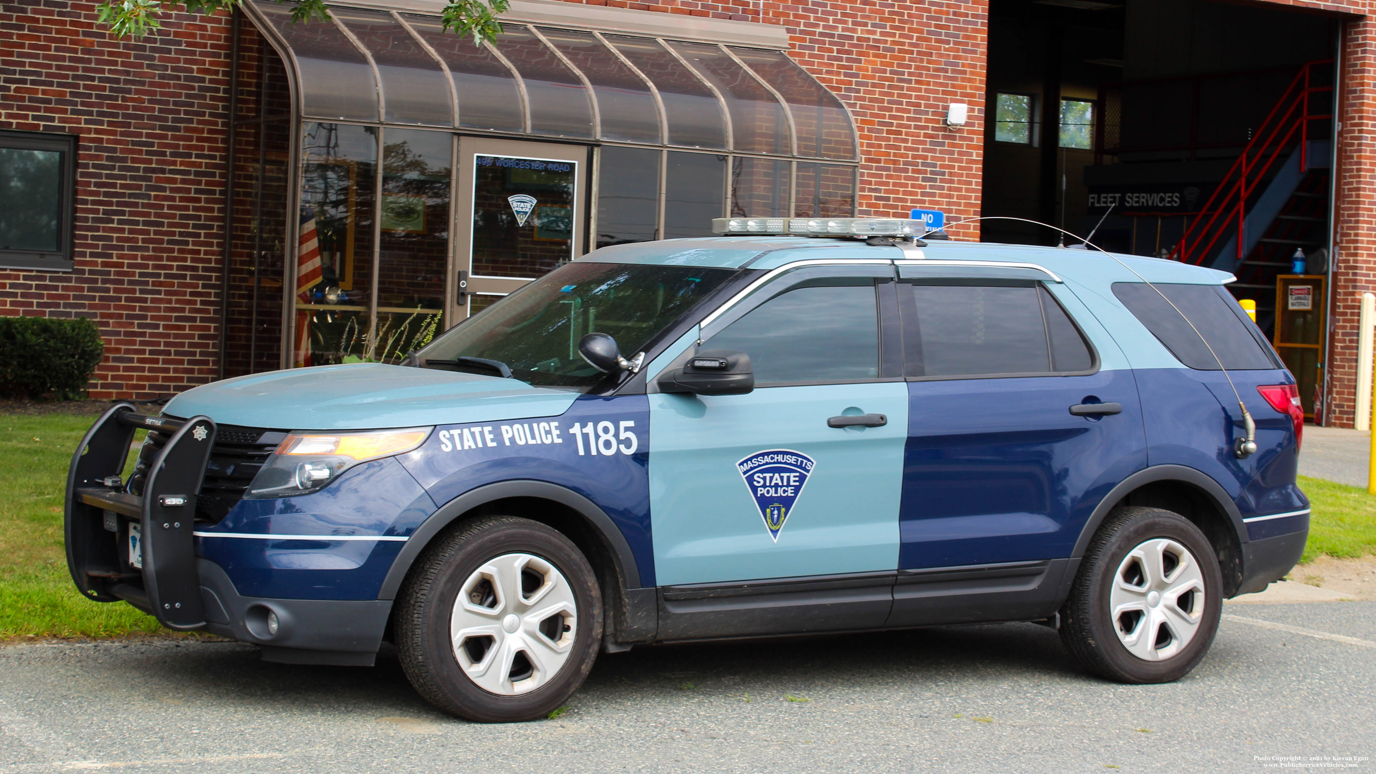 A photo  of Massachusetts State Police
            Cruiser 1185, a 2015 Ford Police Interceptor Utility             taken by Kieran Egan