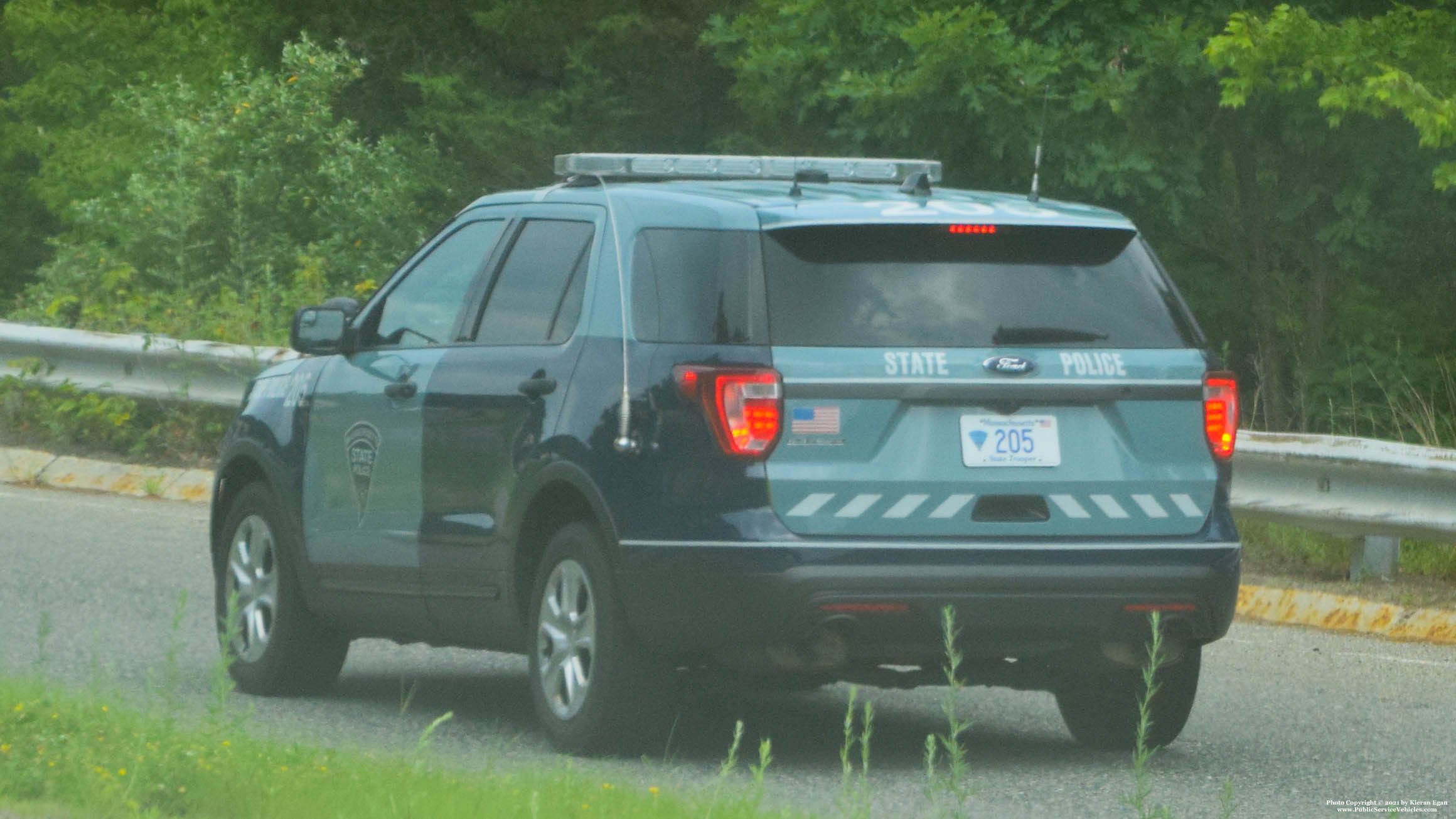 A photo  of Massachusetts State Police
            Cruiser 205, a 2016-2019 Ford Police Interceptor Utility             taken by Kieran Egan