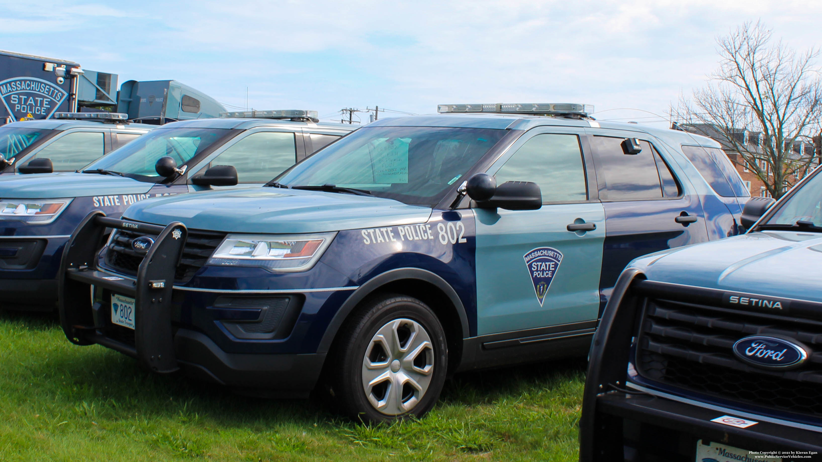 A photo  of Massachusetts State Police
            Cruiser 802, a 2016 Ford Police Interceptor Utility             taken by Kieran Egan