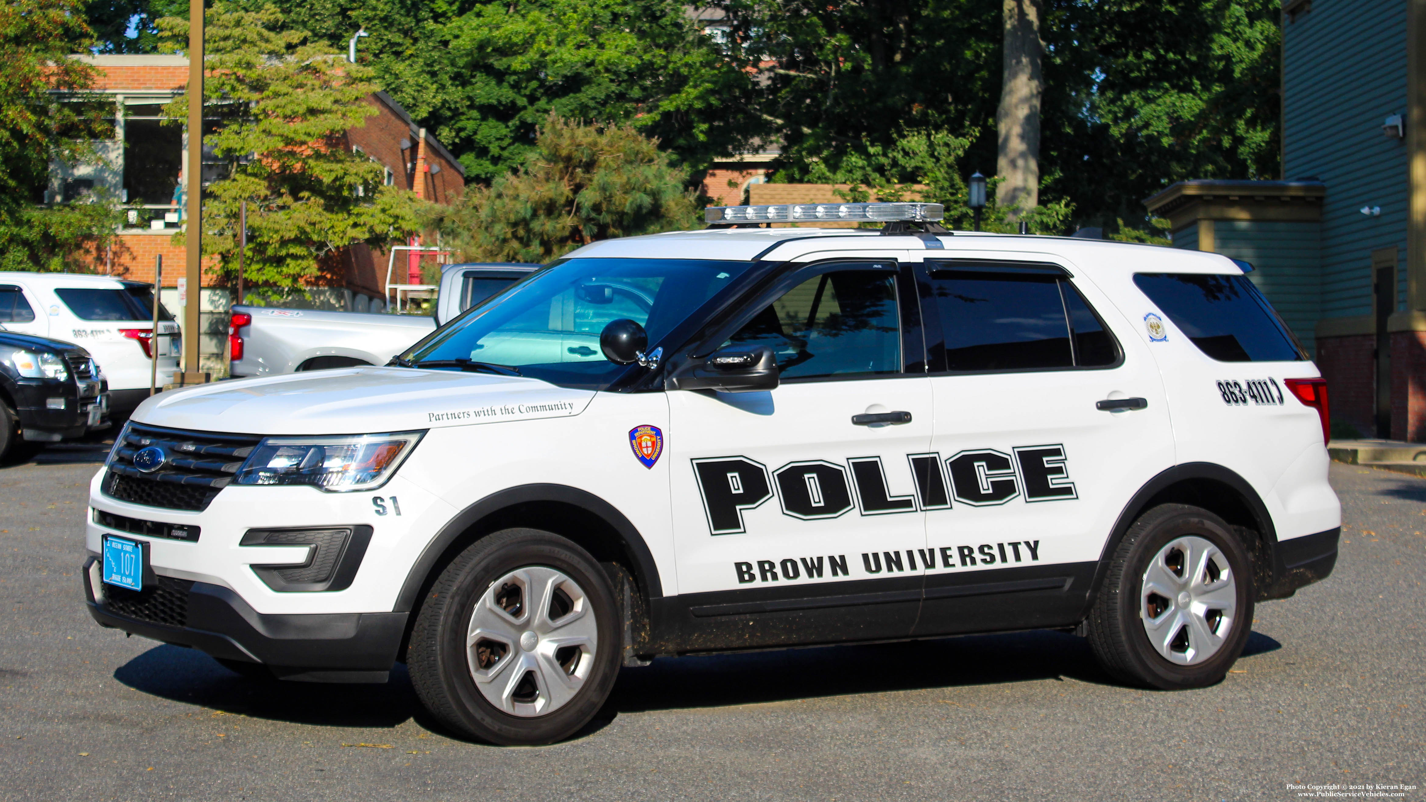 A photo  of Brown University Police
            Supervisor 1, a 2019 Ford Police Interceptor Utility             taken by Kieran Egan