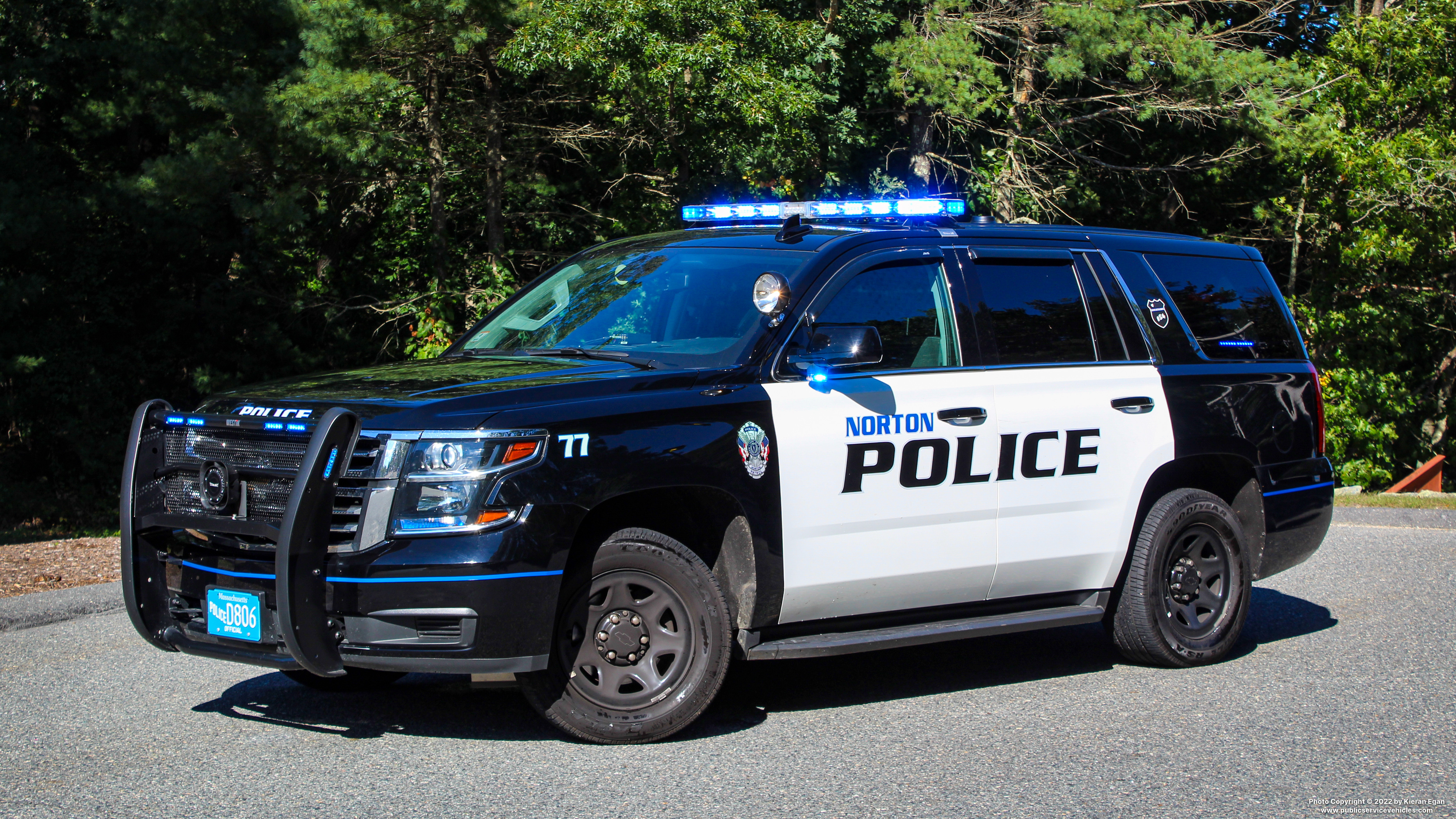 A photo  of Norton Police
            Cruiser 77, a 2020 Chevrolet Tahoe             taken by Kieran Egan