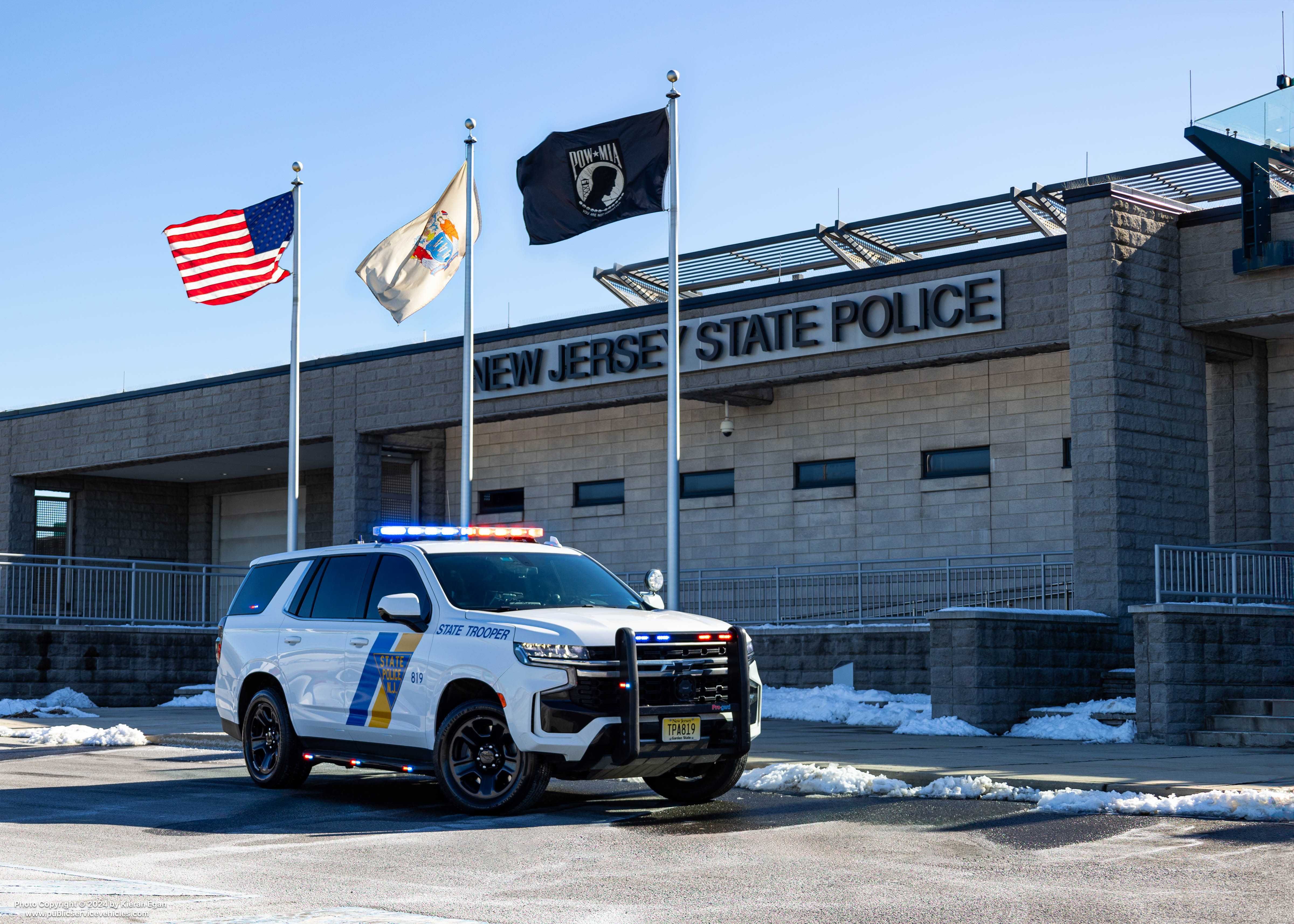 A photo  of New Jersey State Police
            Cruiser 819, a 2022 Chevrolet Tahoe             taken by Kieran Egan