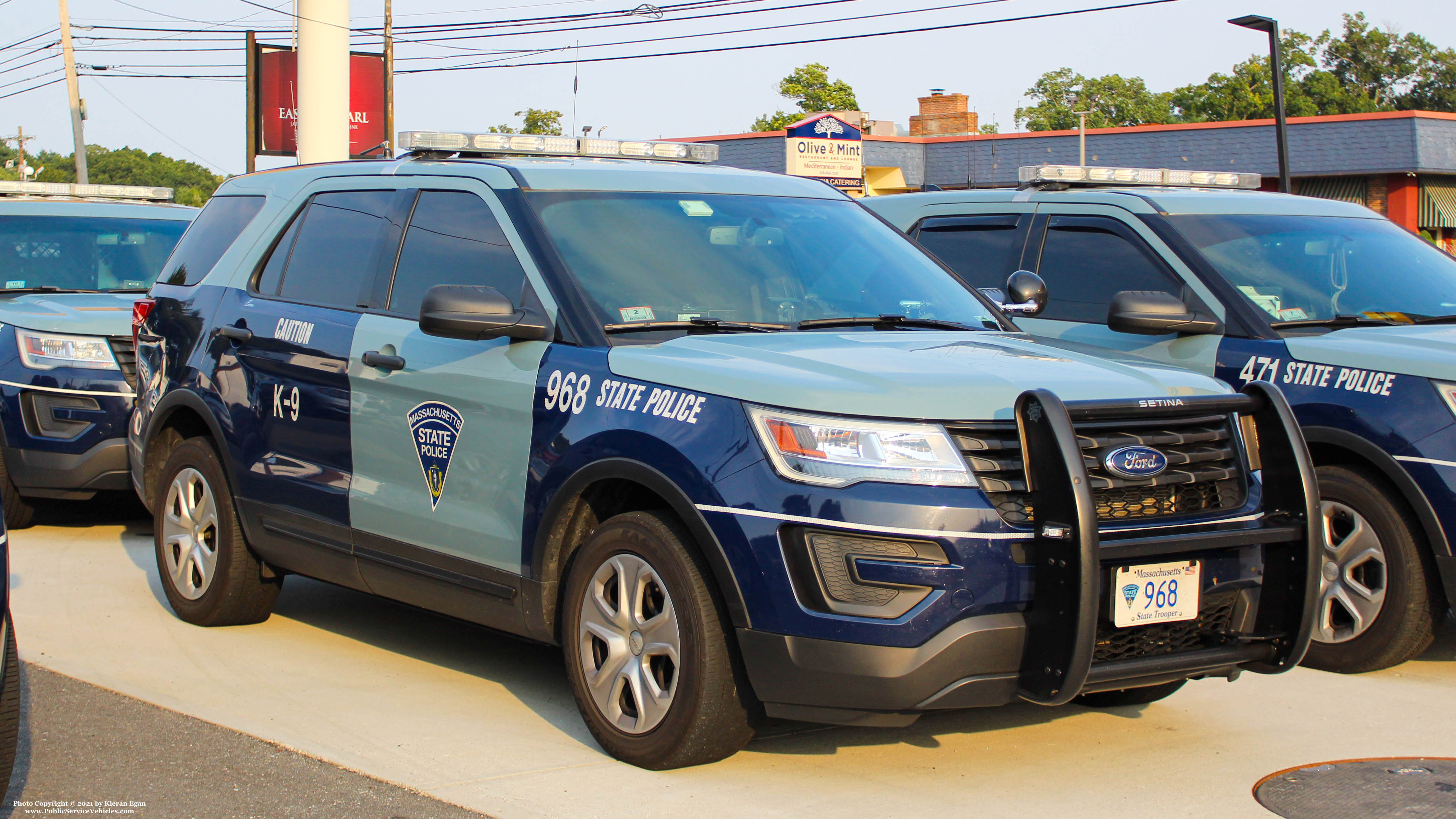 A photo  of Massachusetts State Police
            Cruiser 968, a 2019 Ford Police Interceptor Utility             taken by Kieran Egan
