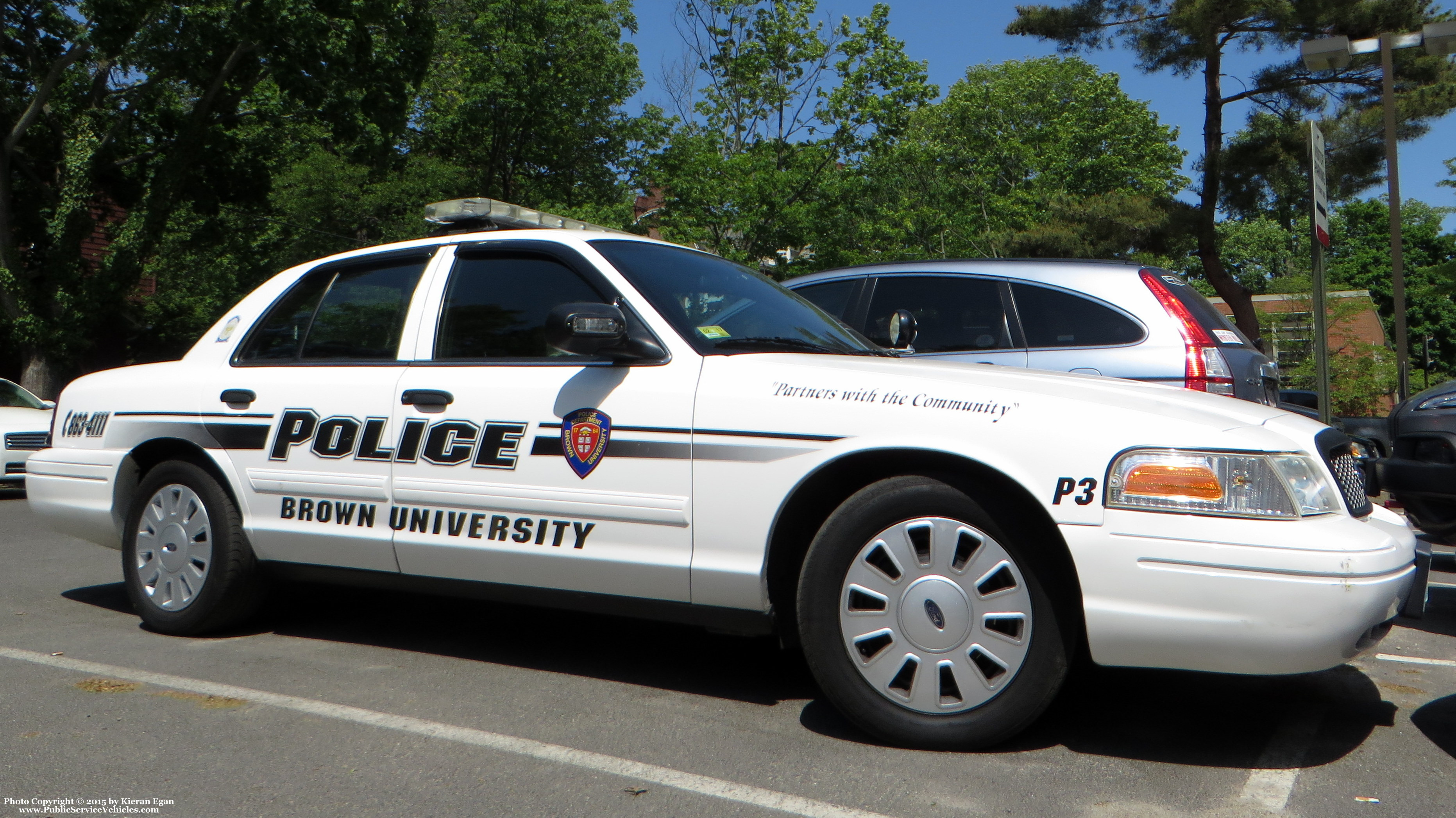 A photo  of Brown University Police
            Patrol 3, a 2011 Ford Crown Victoria Police Interceptor             taken by Kieran Egan