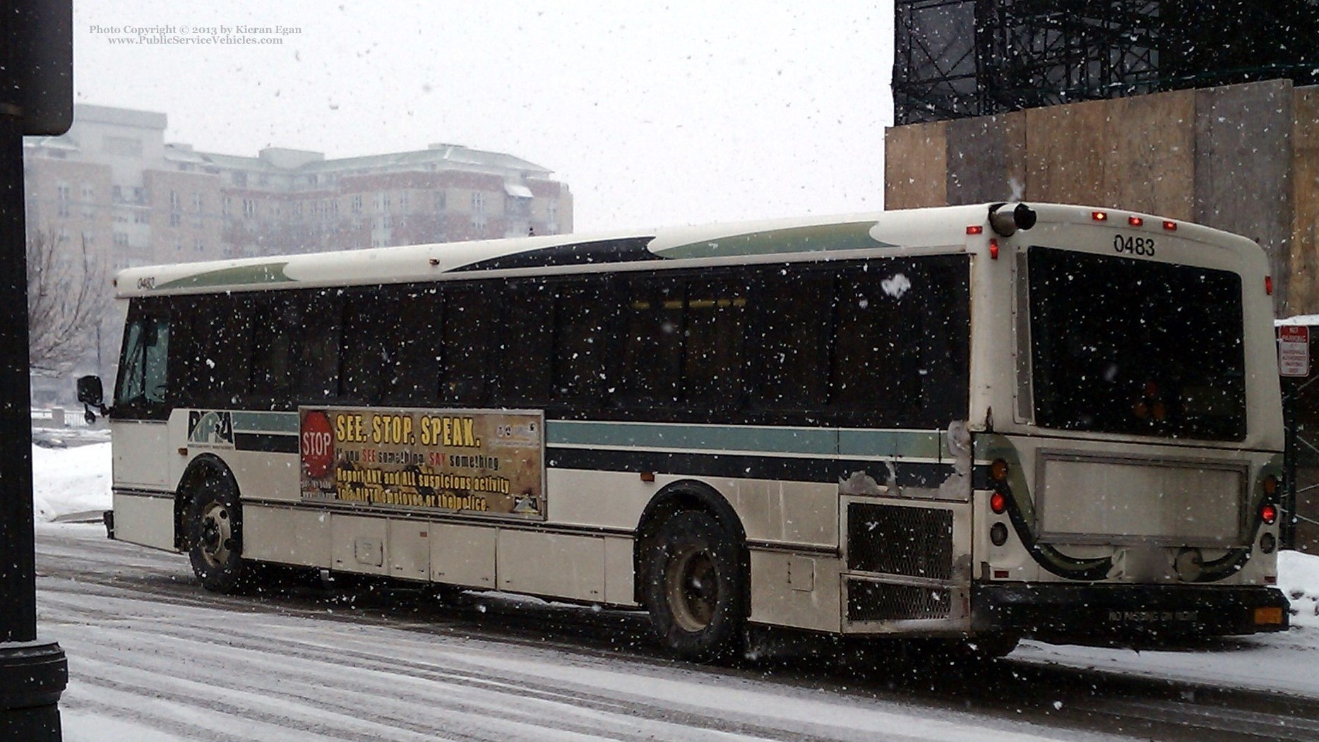 A photo  of Rhode Island Public Transit Authority
            Bus 0483, a 2004 Orion V 05.501             taken by Kieran Egan