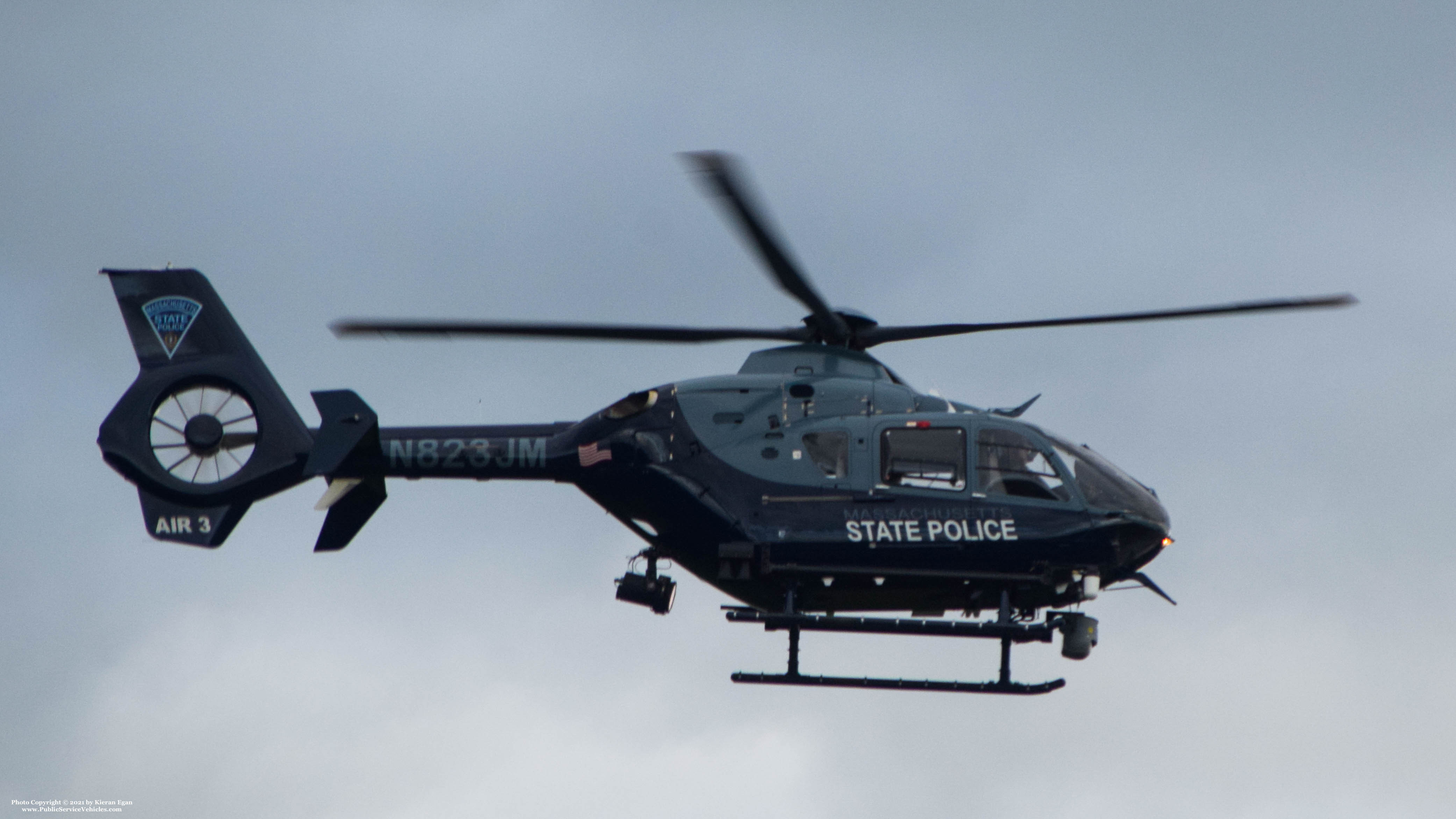 A photo  of Massachusetts State Police
            Air 3, a 2014 Airbus EC135T2+             taken by Kieran Egan