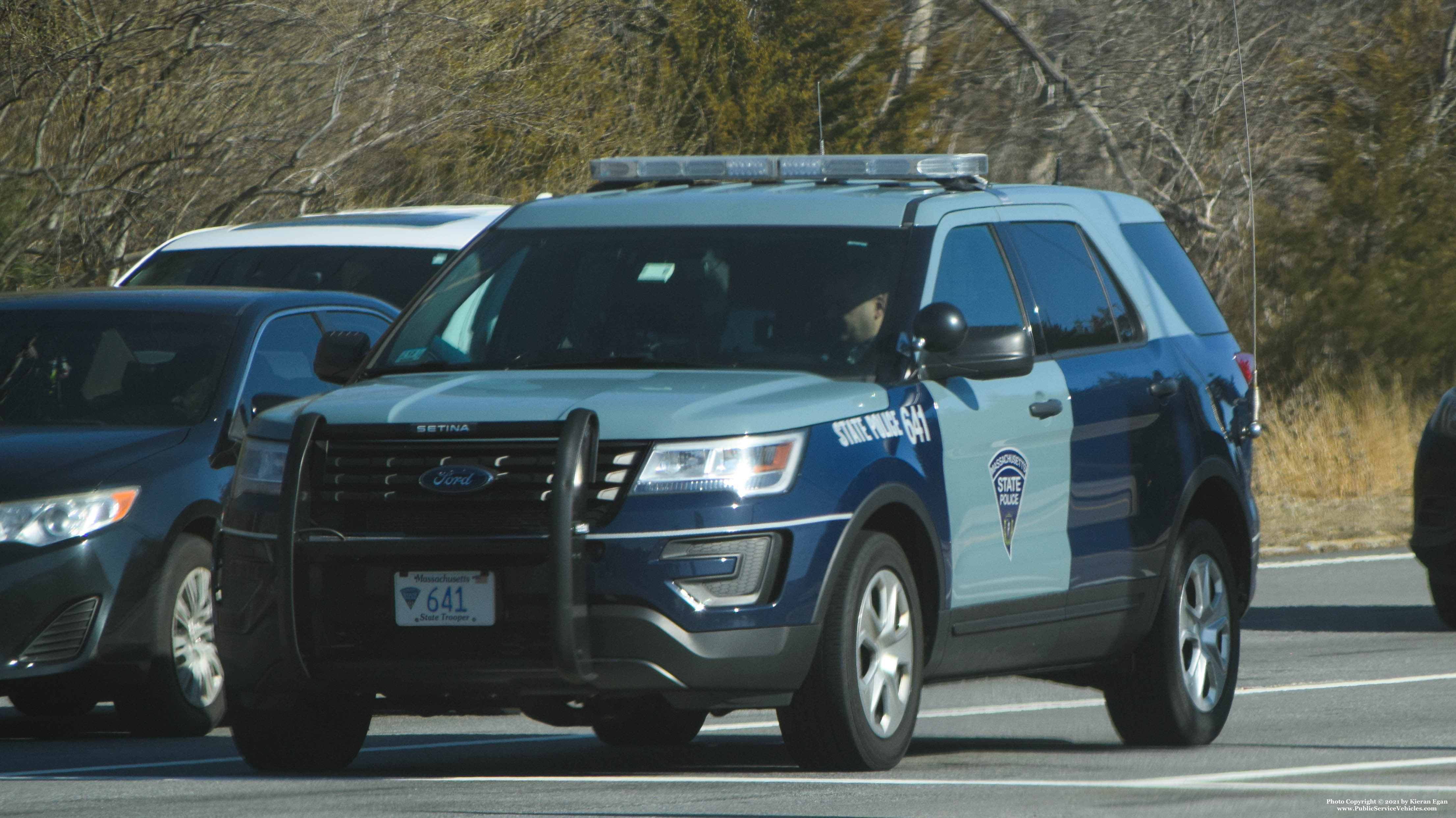 A photo  of Massachusetts State Police
            Cruiser 641, a 2018 Ford Police Interceptor Utility             taken by Kieran Egan