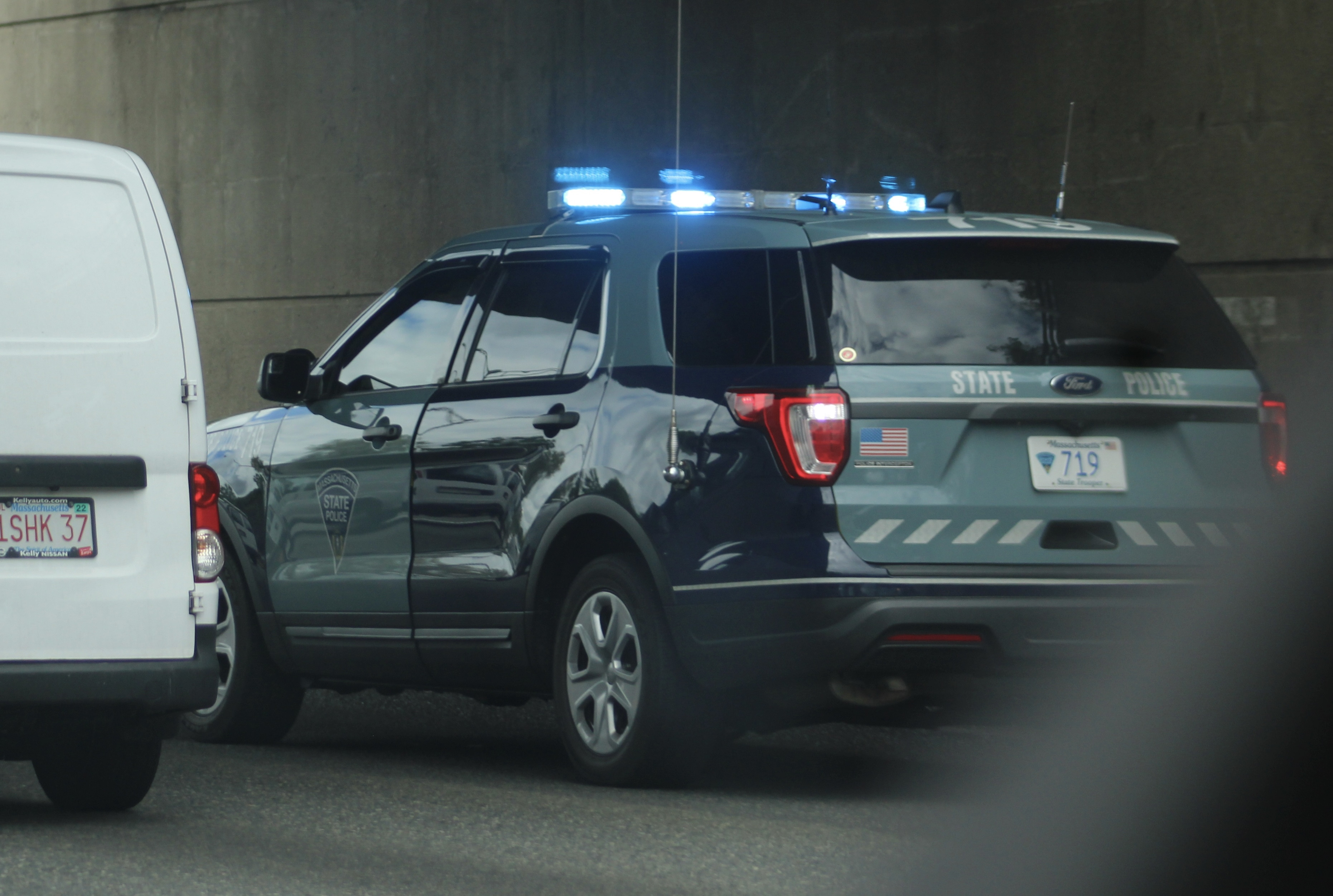 A photo  of Massachusetts State Police
            Cruiser 719, a 2019 Ford Police Interceptor Utility             taken by @riemergencyvehicles