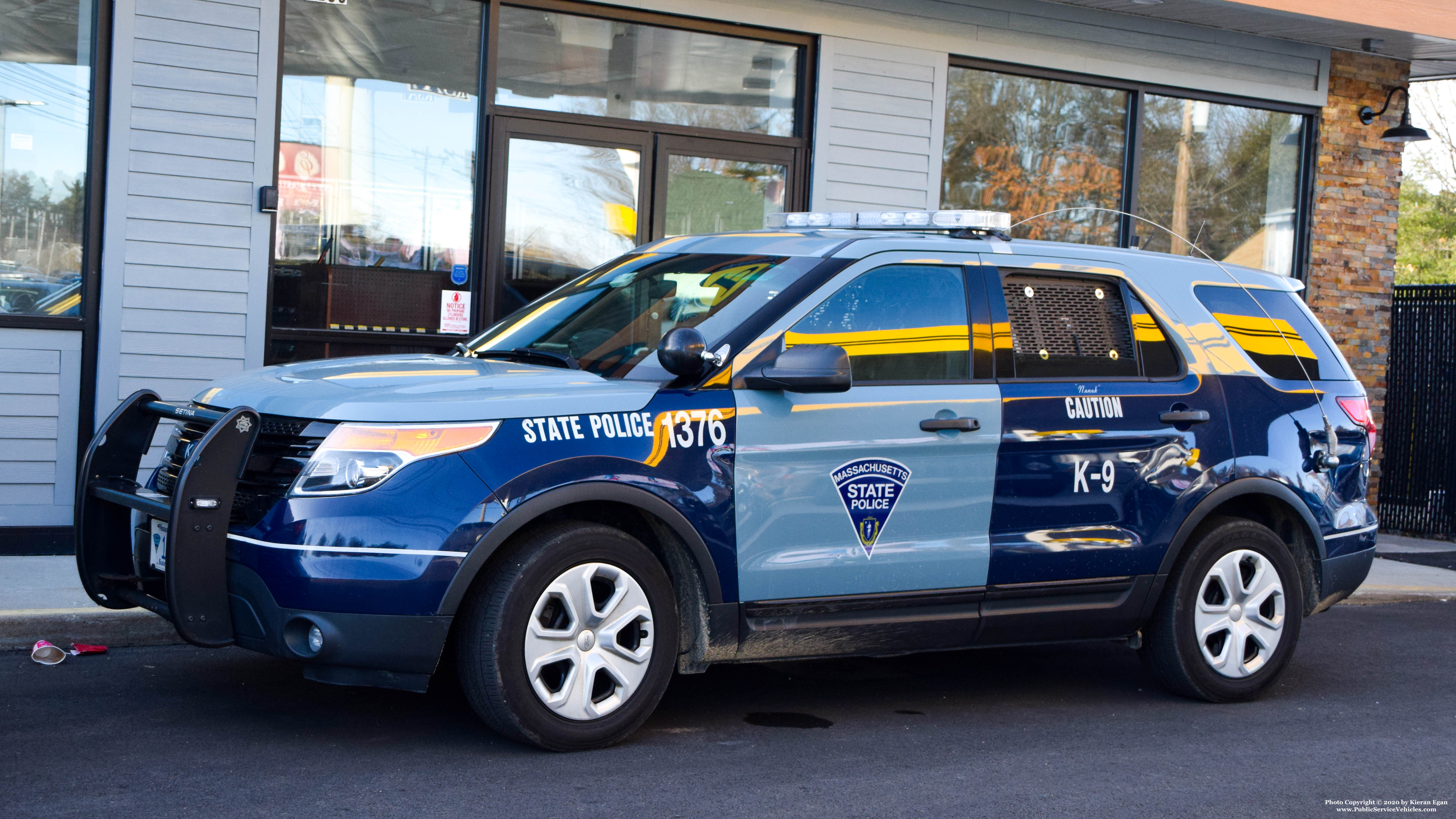 A photo  of Massachusetts State Police
            Cruiser 1376, a 2015 Ford Police Interceptor Utility             taken by Kieran Egan