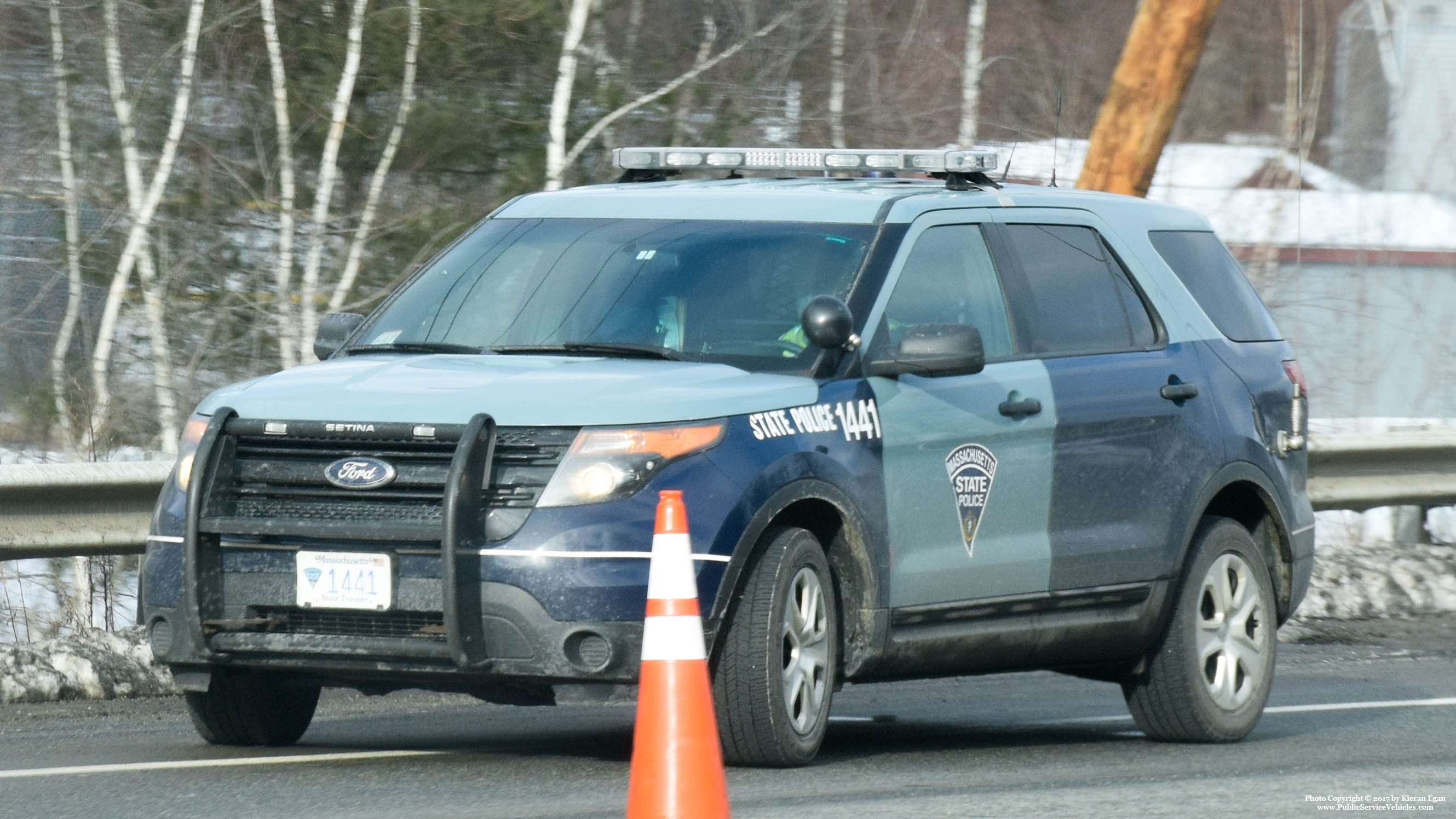 A photo  of Massachusetts State Police
            Cruiser 1441, a 2013 Ford Police Interceptor Utility             taken by Kieran Egan