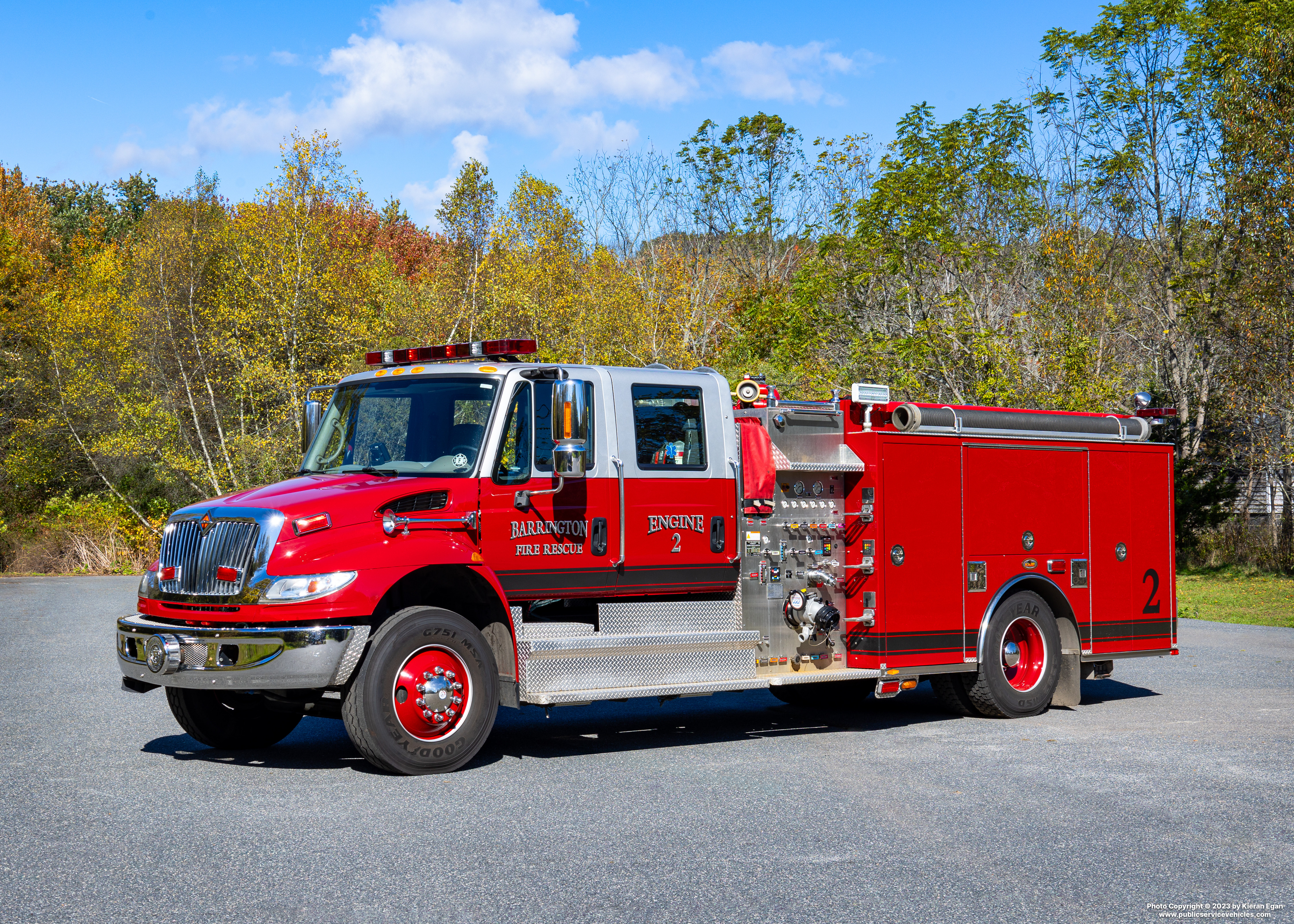 A photo  of Barrington Fire
            Engine 2, a 2009 International/KME             taken by Kieran Egan