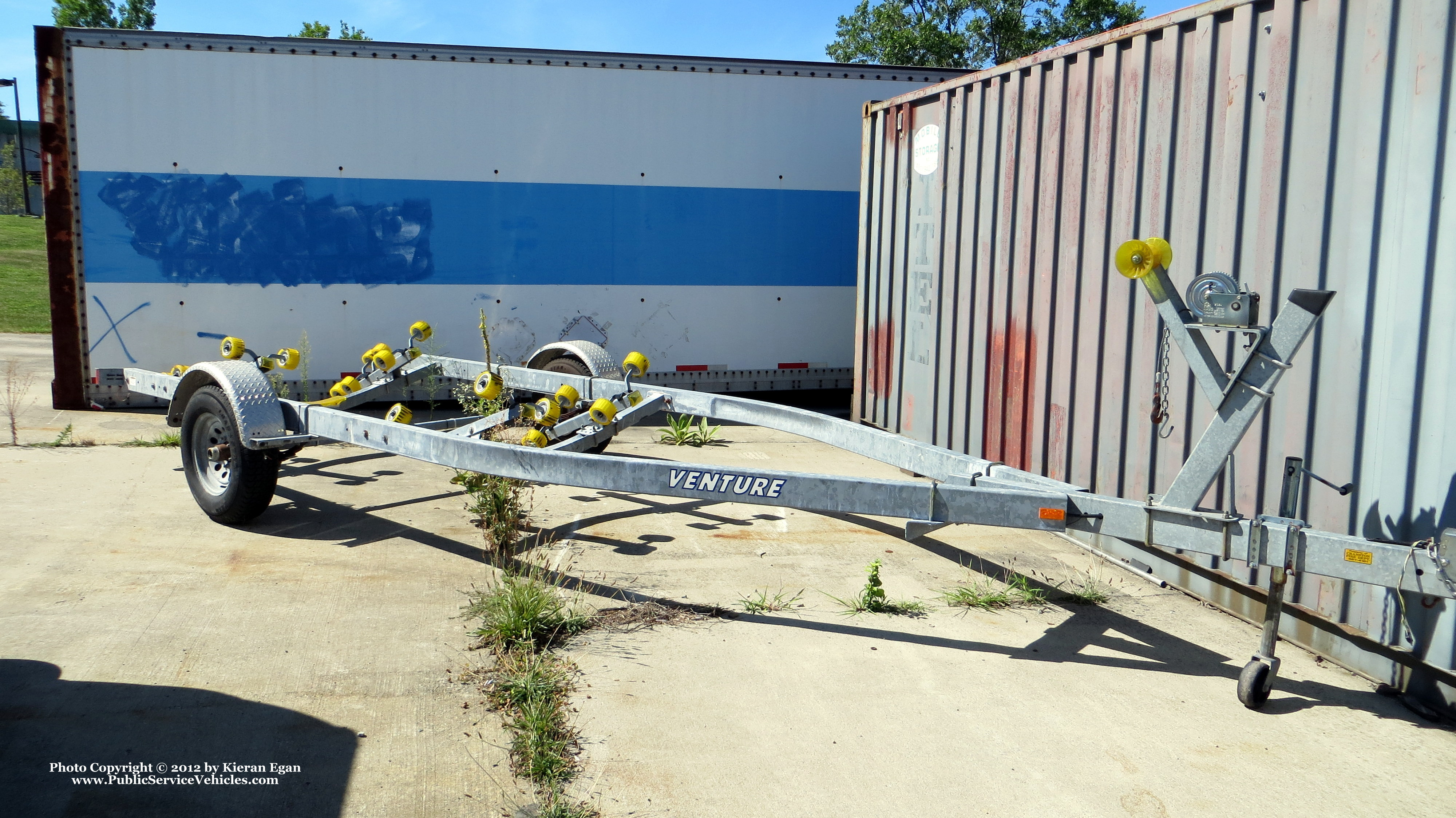 A photo  of Cranston Fire
            Boat Trailer, a 2000-2015 Venture Boat Trailer             taken by Kieran Egan