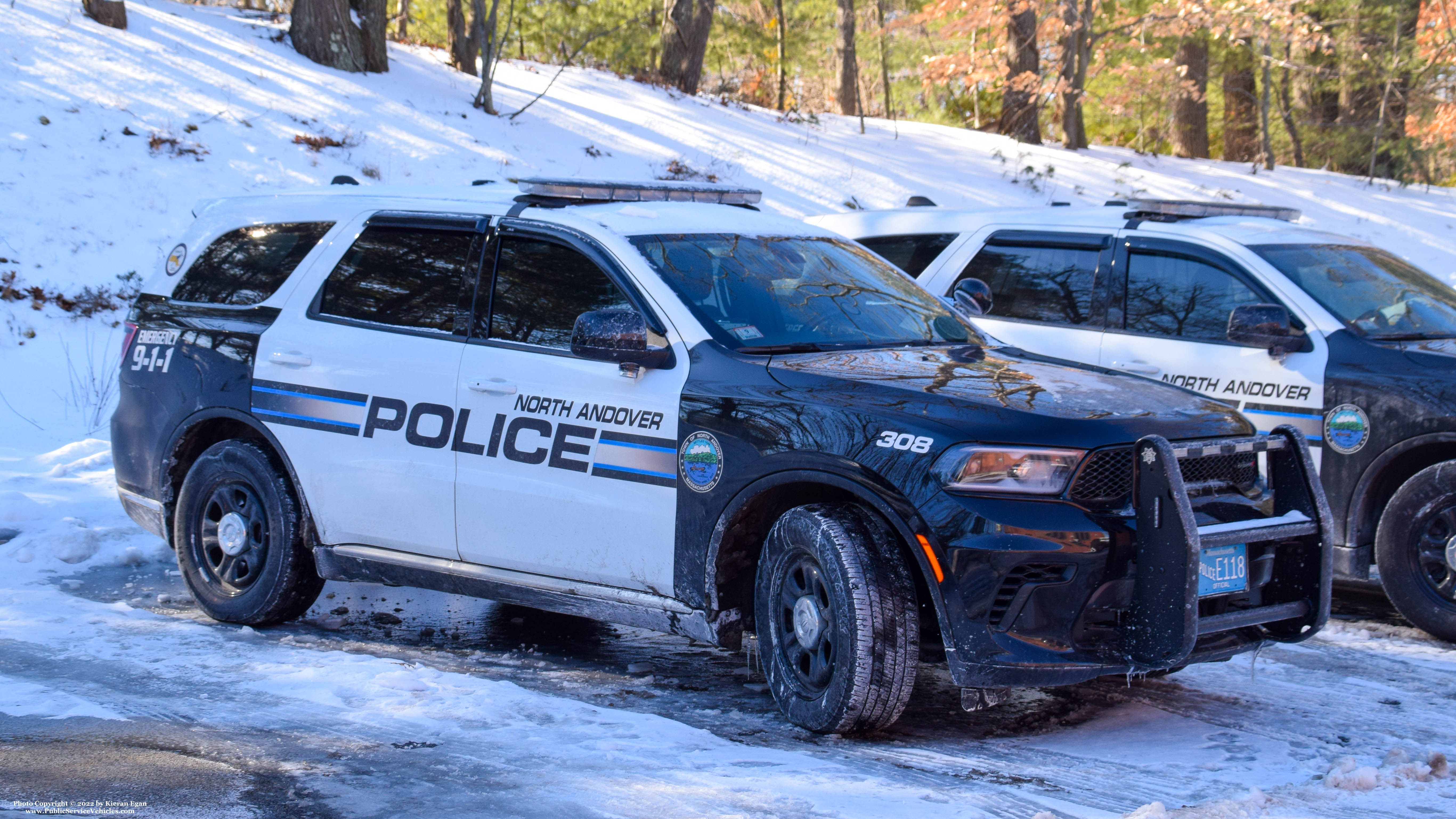 A photo  of North Andover Police
            Cruiser 308, a 2021 Dodge Durango             taken by Kieran Egan