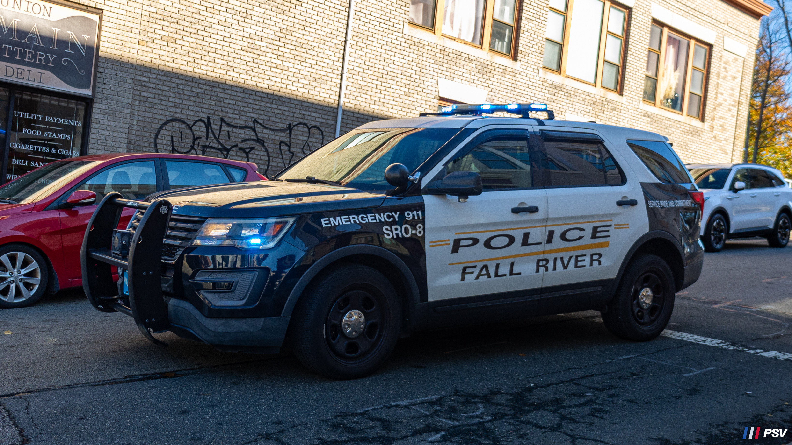 A photo  of Fall River Police
            SRO-8, a 2017 Ford Police Interceptor Utility             taken by Kieran Egan
