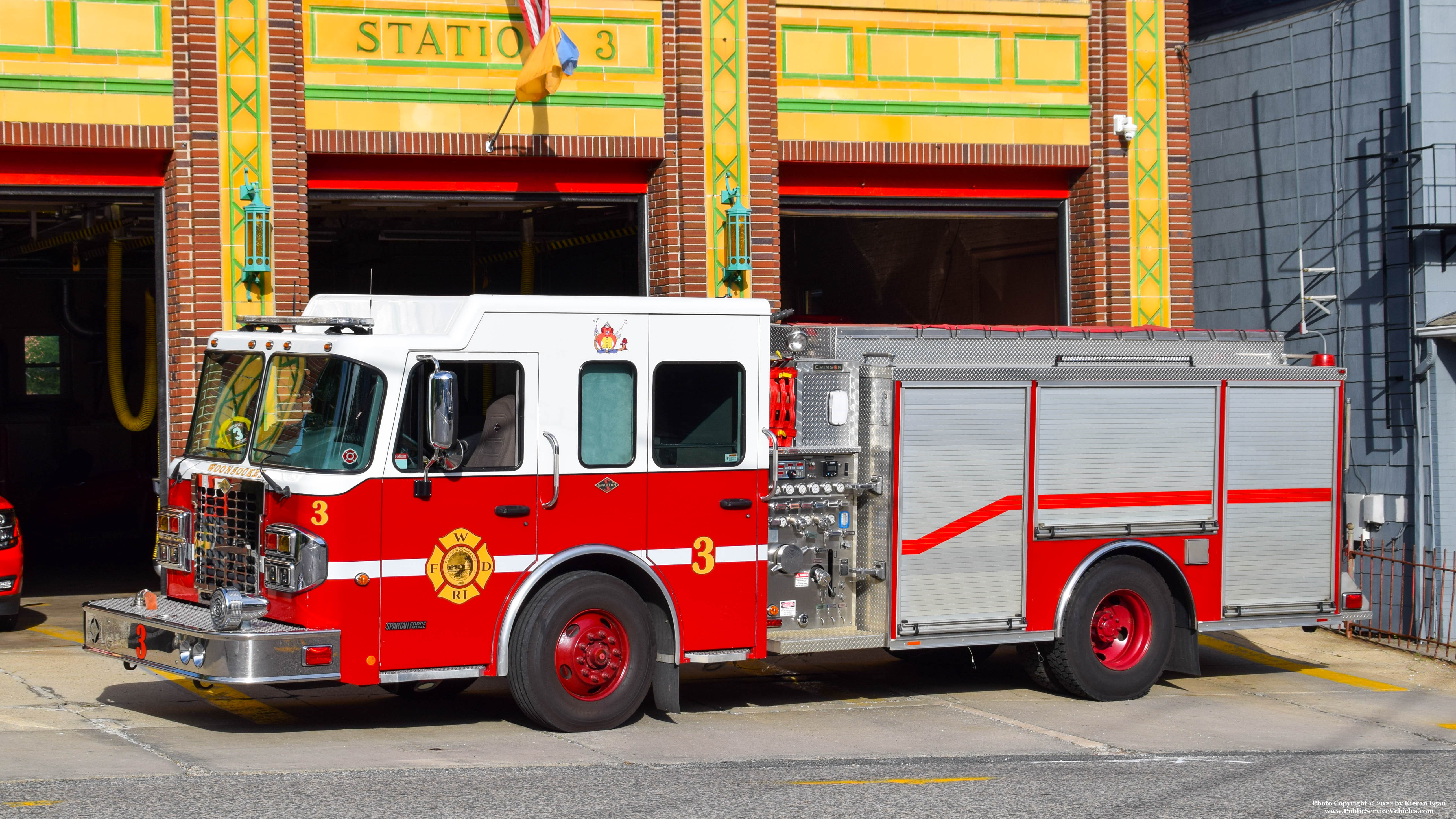 A photo  of Woonsocket Fire
            Engine 3, a 2011 Spartan/Crimson             taken by Kieran Egan
