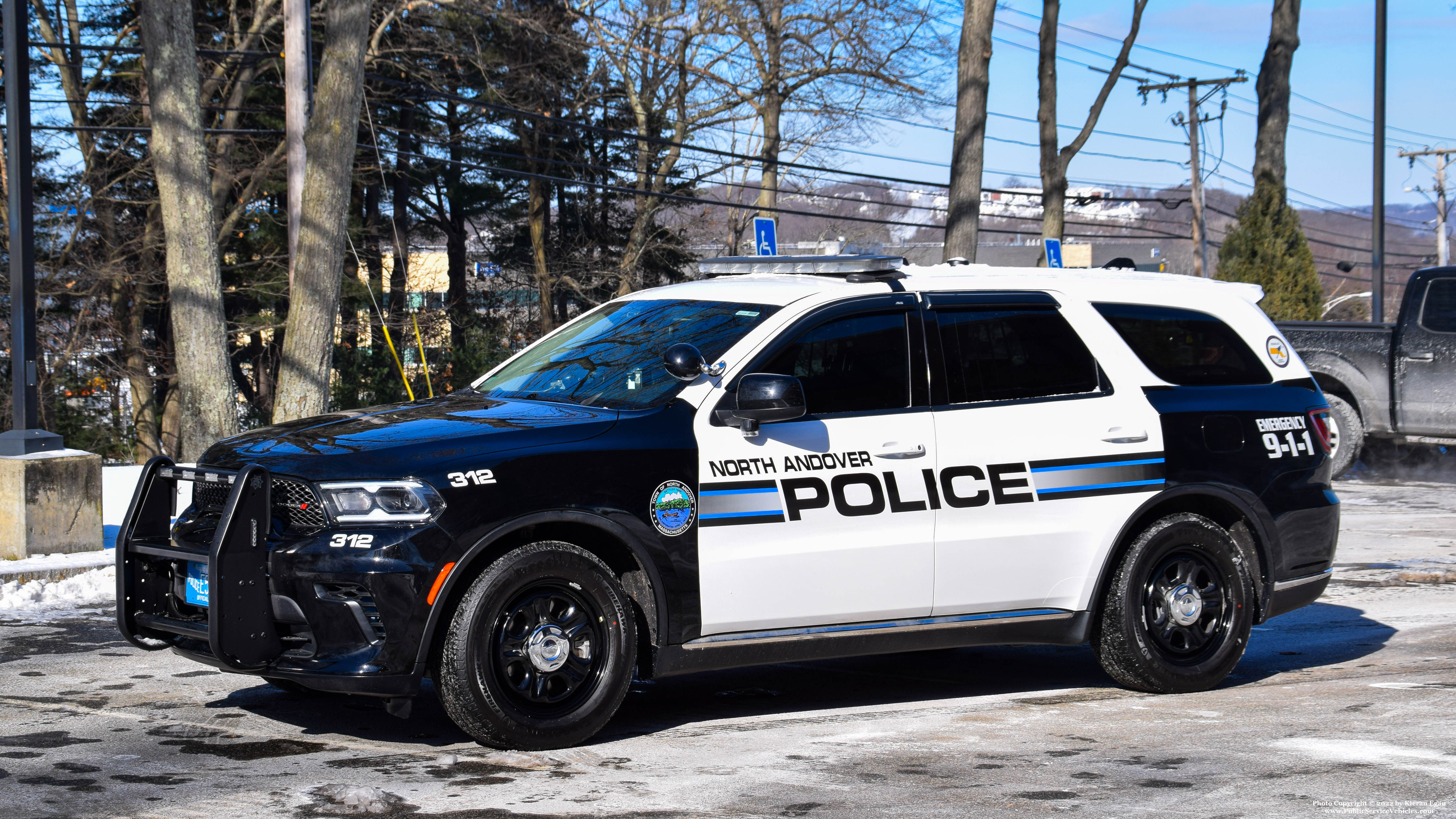 A photo  of North Andover Police
            Cruiser 312, a 2021 Dodge Durango             taken by Kieran Egan