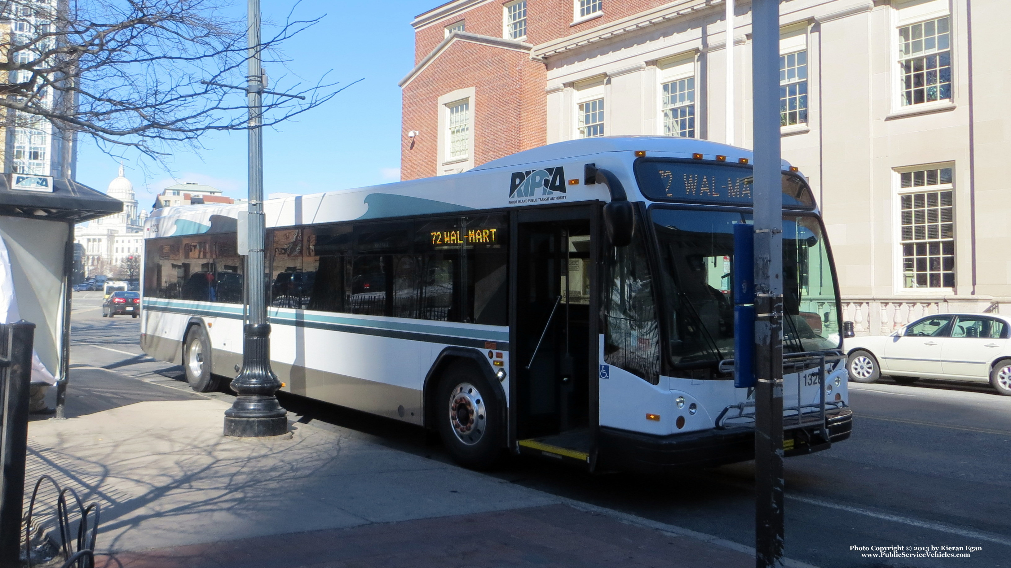 A photo  of Rhode Island Public Transit Authority
            Bus 1326, a 2013 Gillig BRT             taken by Kieran Egan