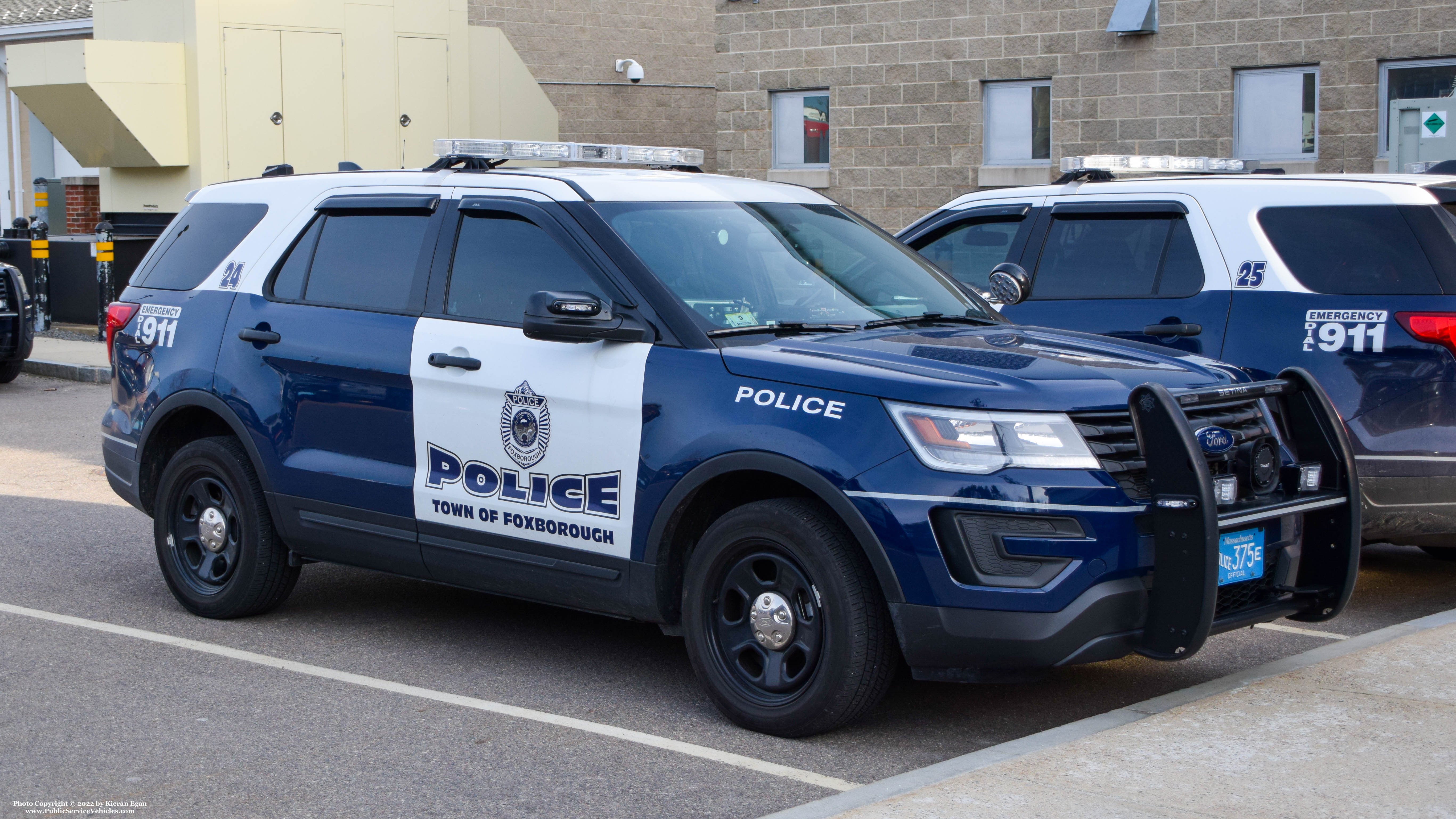 A photo  of Foxborough Police
            Cruiser 24, a 2019 Ford Police Interceptor Utility             taken by Kieran Egan