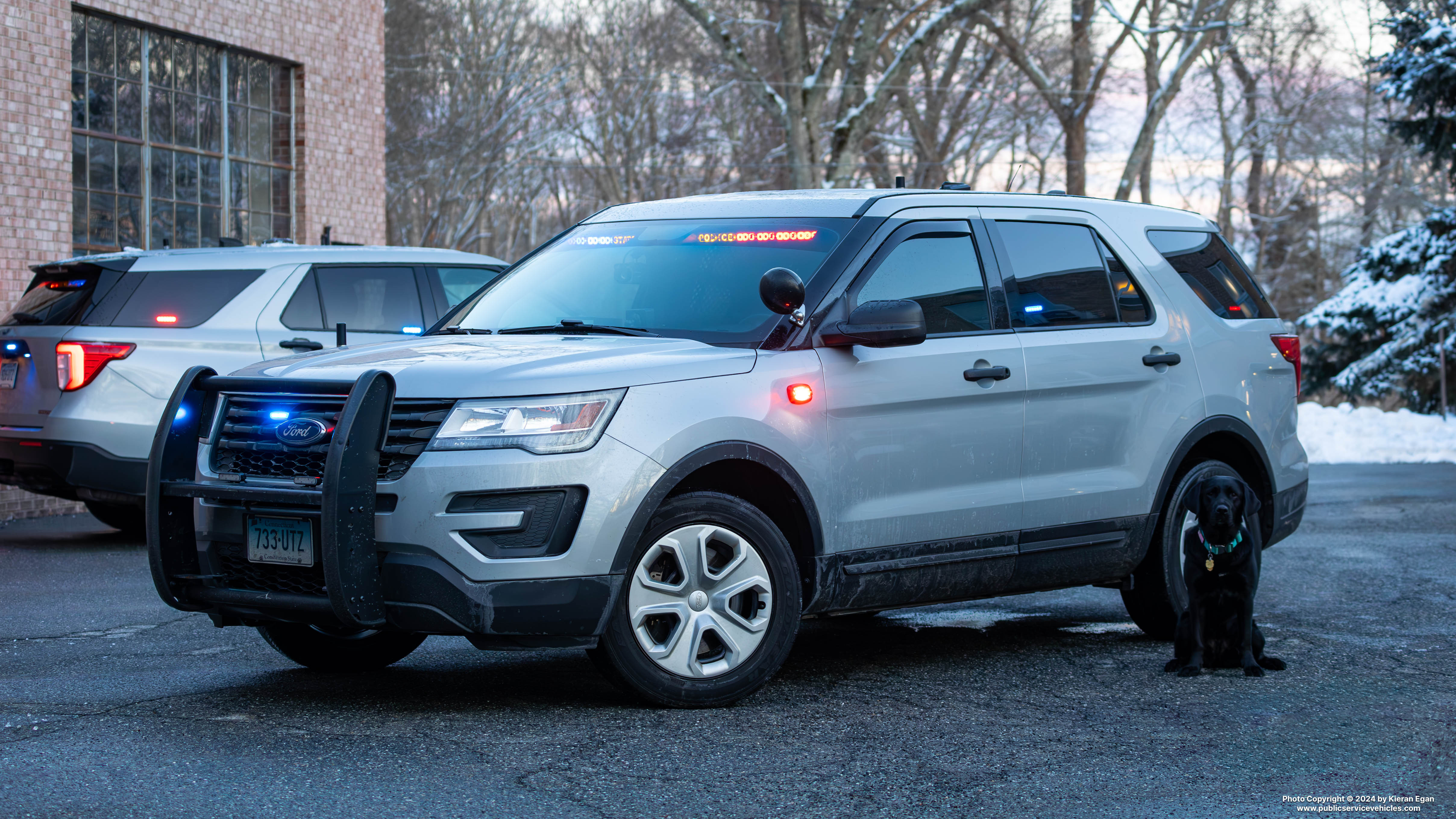 A photo  of Connecticut State Police
            Cruiser 733, a 2019 Ford Police Interceptor Utility             taken by Kieran Egan