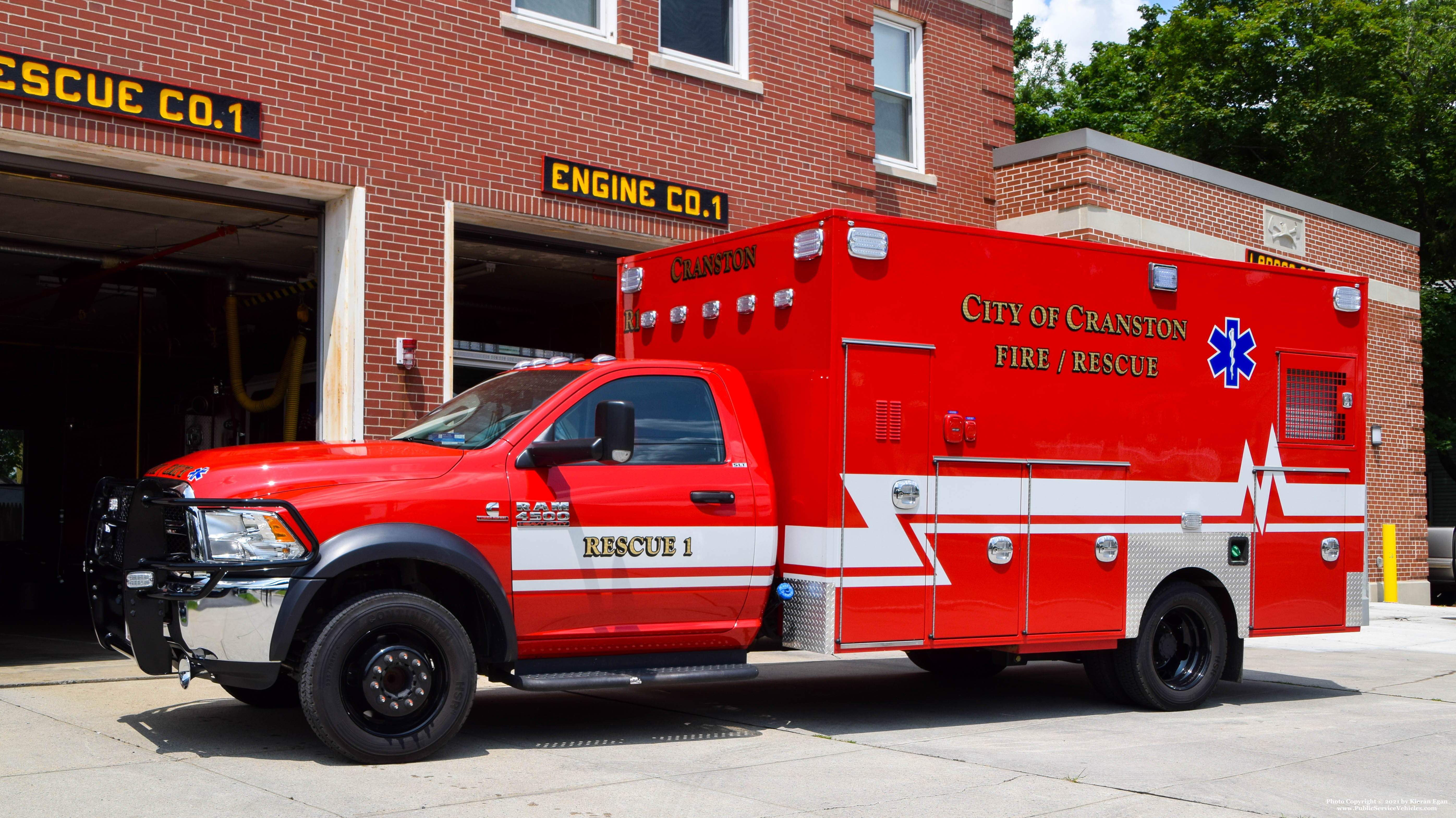 A photo  of Cranston Fire
            Rescue 1, a 2018 RAM 4500             taken by Kieran Egan