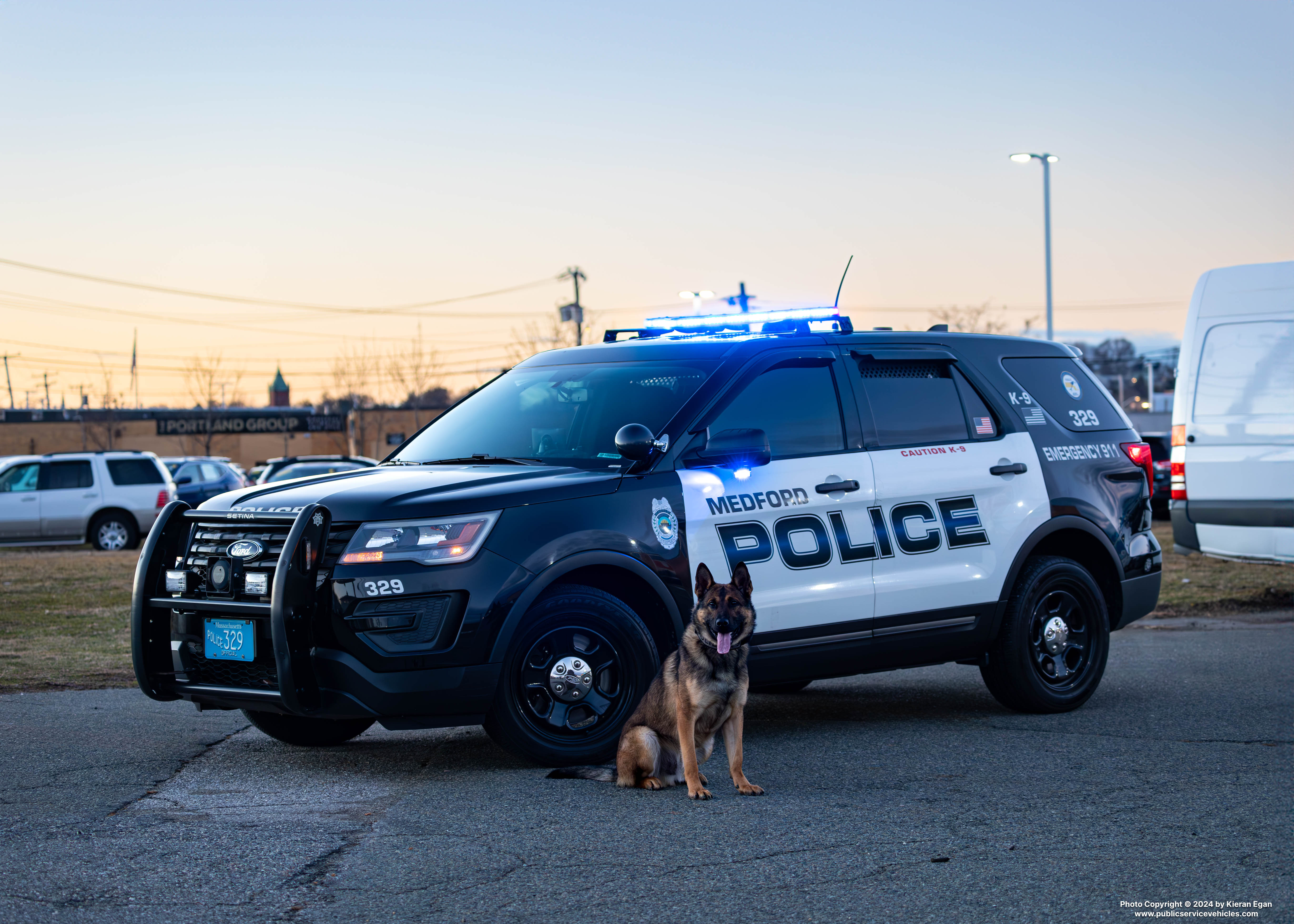 A photo  of Medford Police
            Cruiser 329, a 2017 Ford Police Interceptor Utility             taken by Kieran Egan