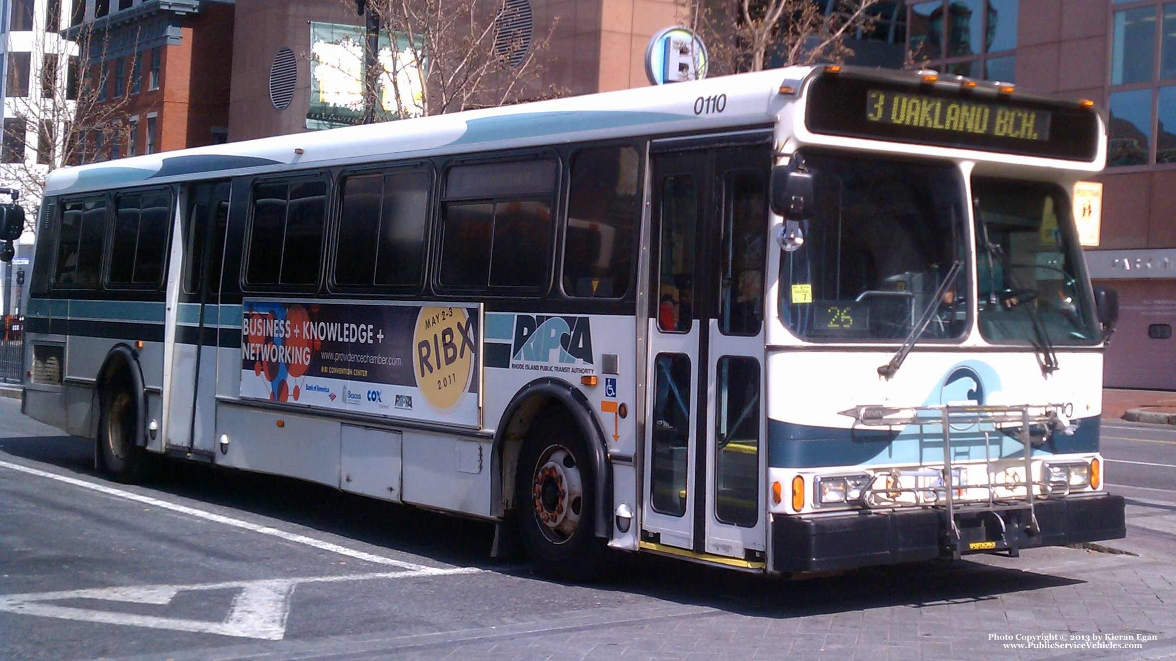 A photo  of Rhode Island Public Transit Authority
            Bus 0110, a 2001 Orion V 05.501             taken by Kieran Egan