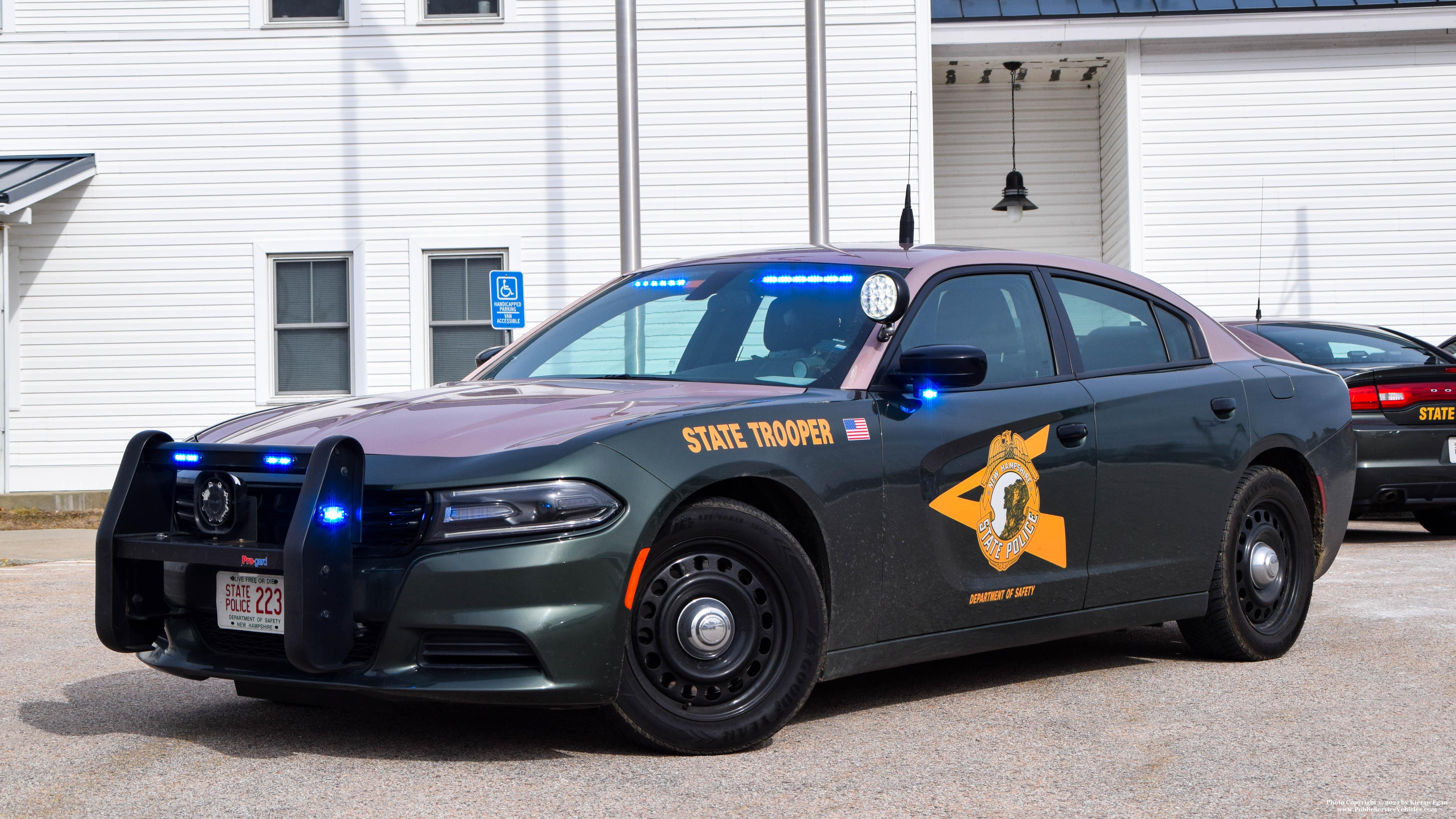 A photo  of New Hampshire State Police
            Cruiser 223, a 2018 Dodge Charger             taken by Kieran Egan