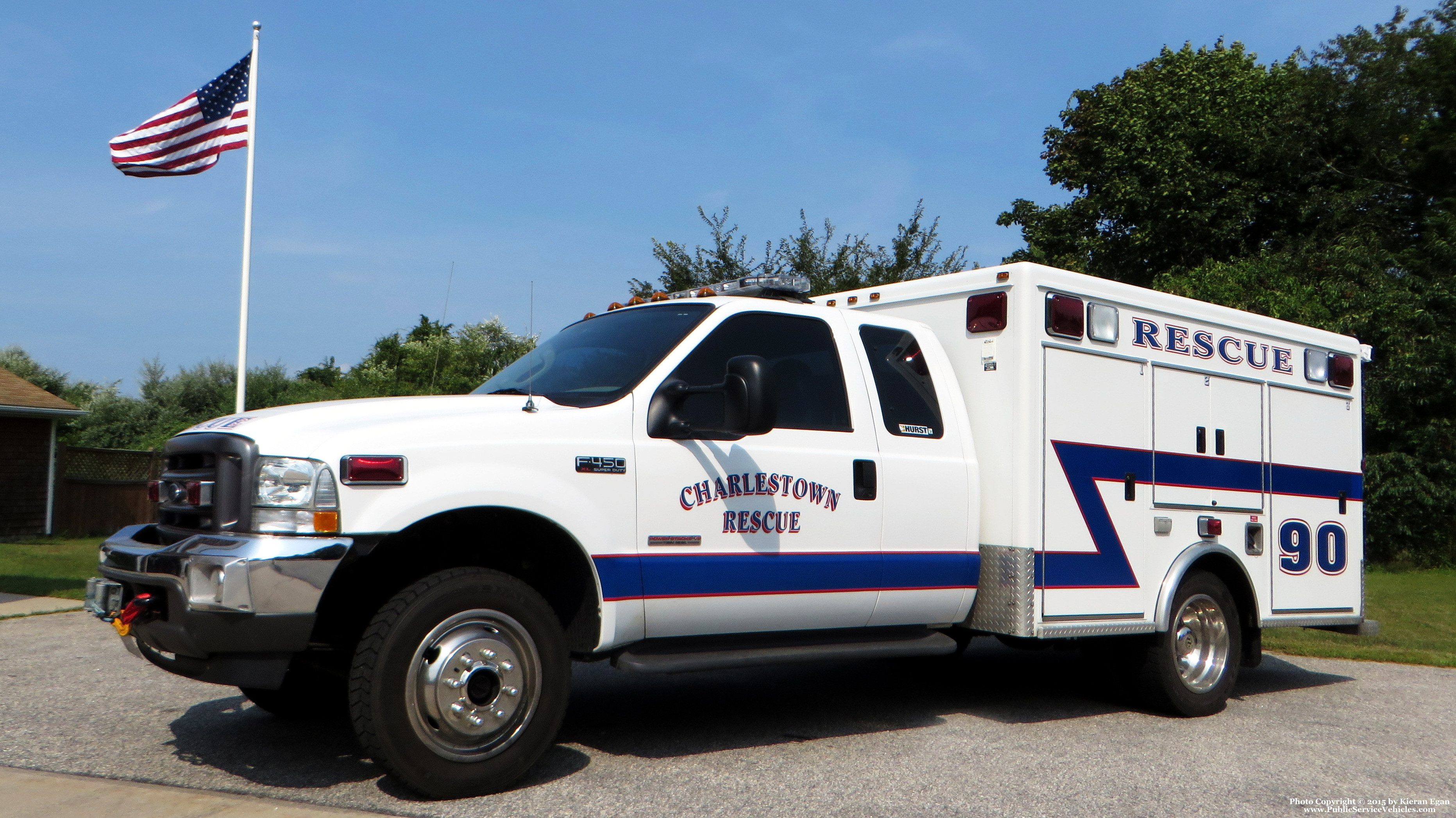 A photo  of Charlestown Ambulance Rescue Service
            Squad 90, a 2004 Ford F-450             taken by Kieran Egan