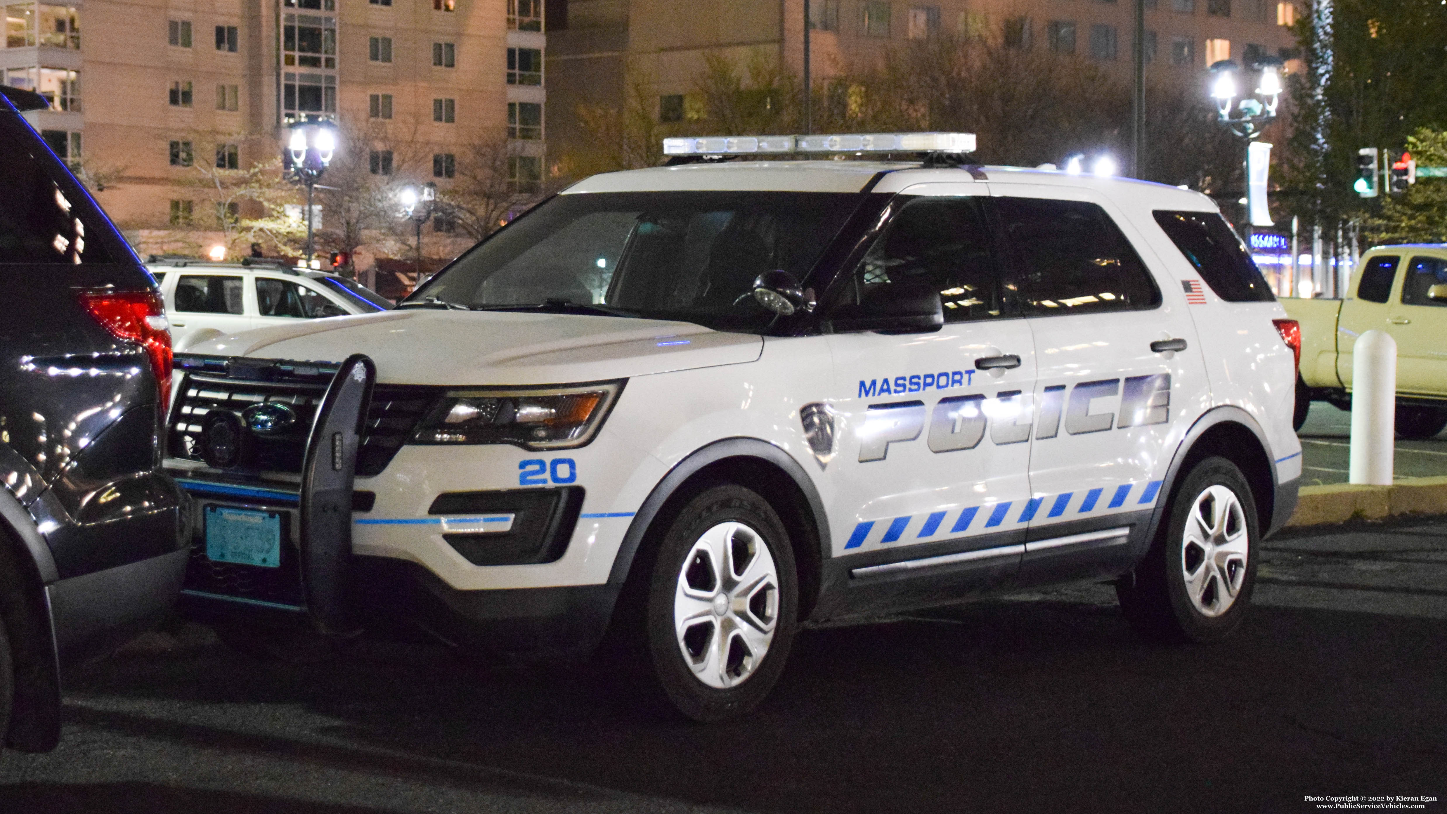 A photo  of Massport Police
            Car 20, a 2017 Ford Police Interceptor Utility/Whelen Liberty II             taken by Kieran Egan