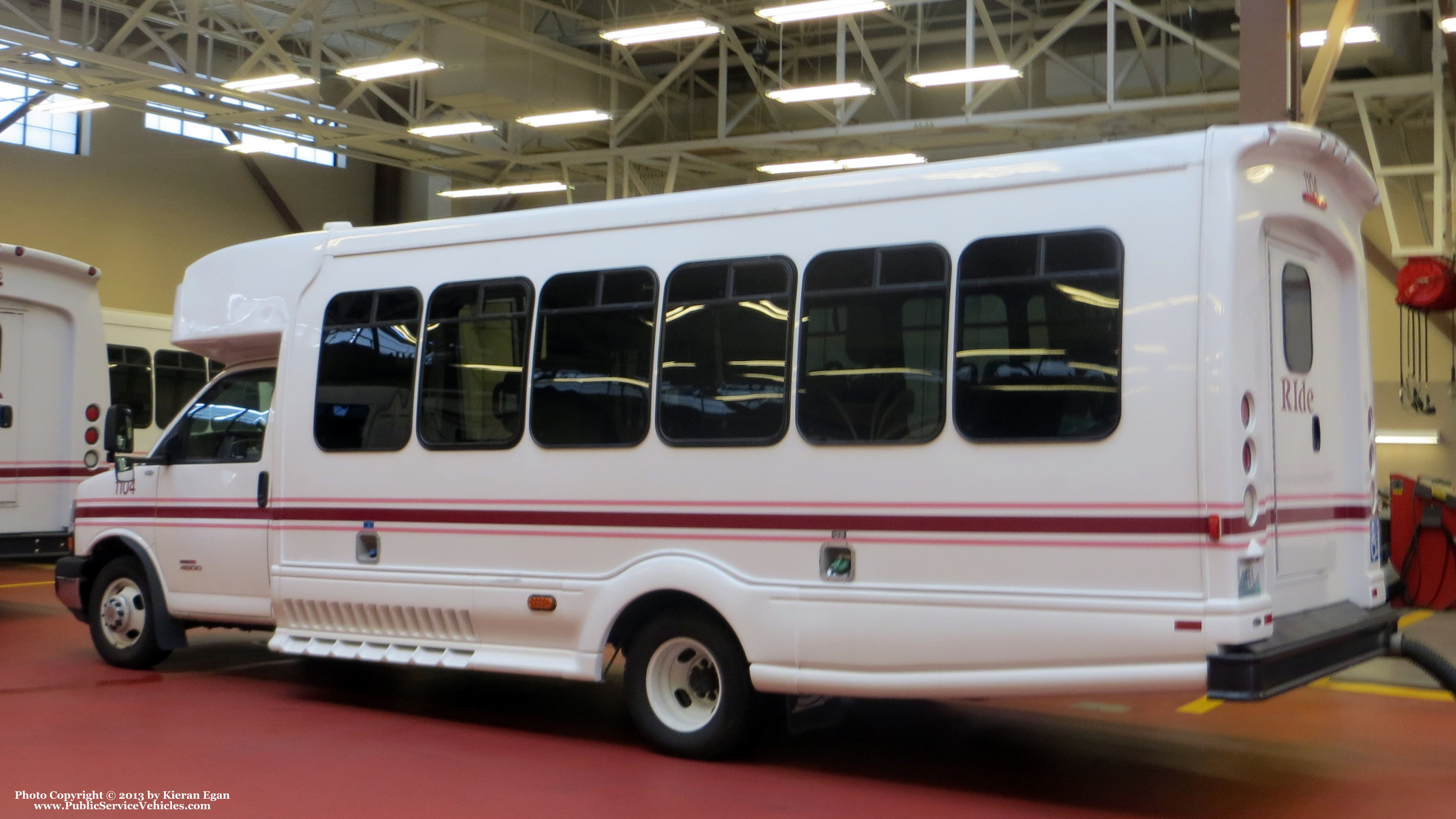 A photo  of Rhode Island Public Transit Authority
            Paratransit Bus 21104, a 2011 Chevrolet 4500 Bus             taken by Kieran Egan