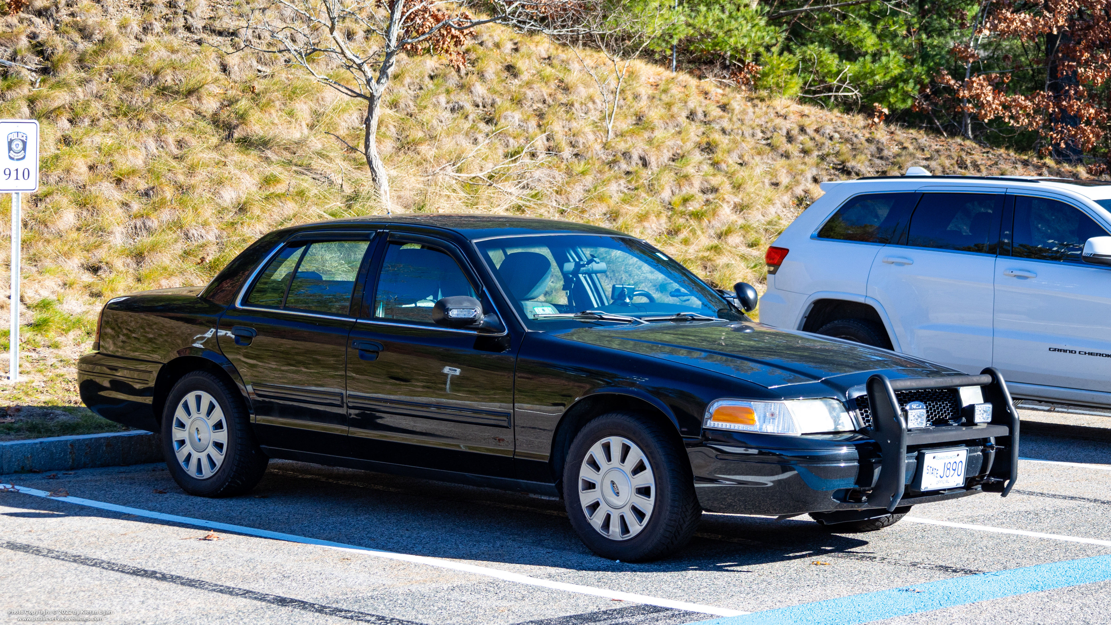 A photo  of Bridgewater State University Police
            Cruiser 910, a 2011 Ford Crown Victoria Police Interceptor             taken by Kieran Egan