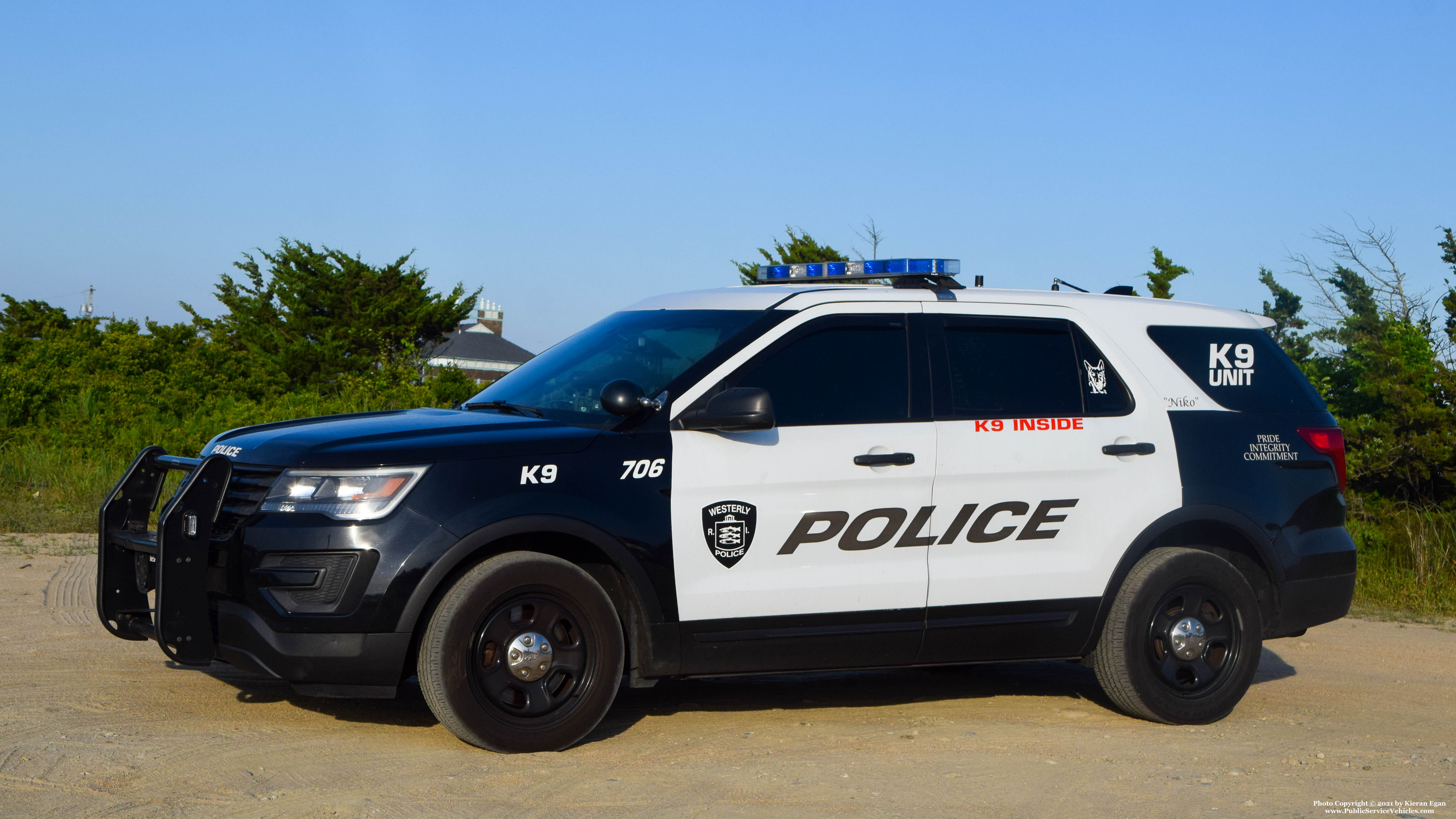 A photo  of Westerly Police
            Cruiser 706, a 2016-2019 Ford Police Interceptor Utility             taken by Kieran Egan