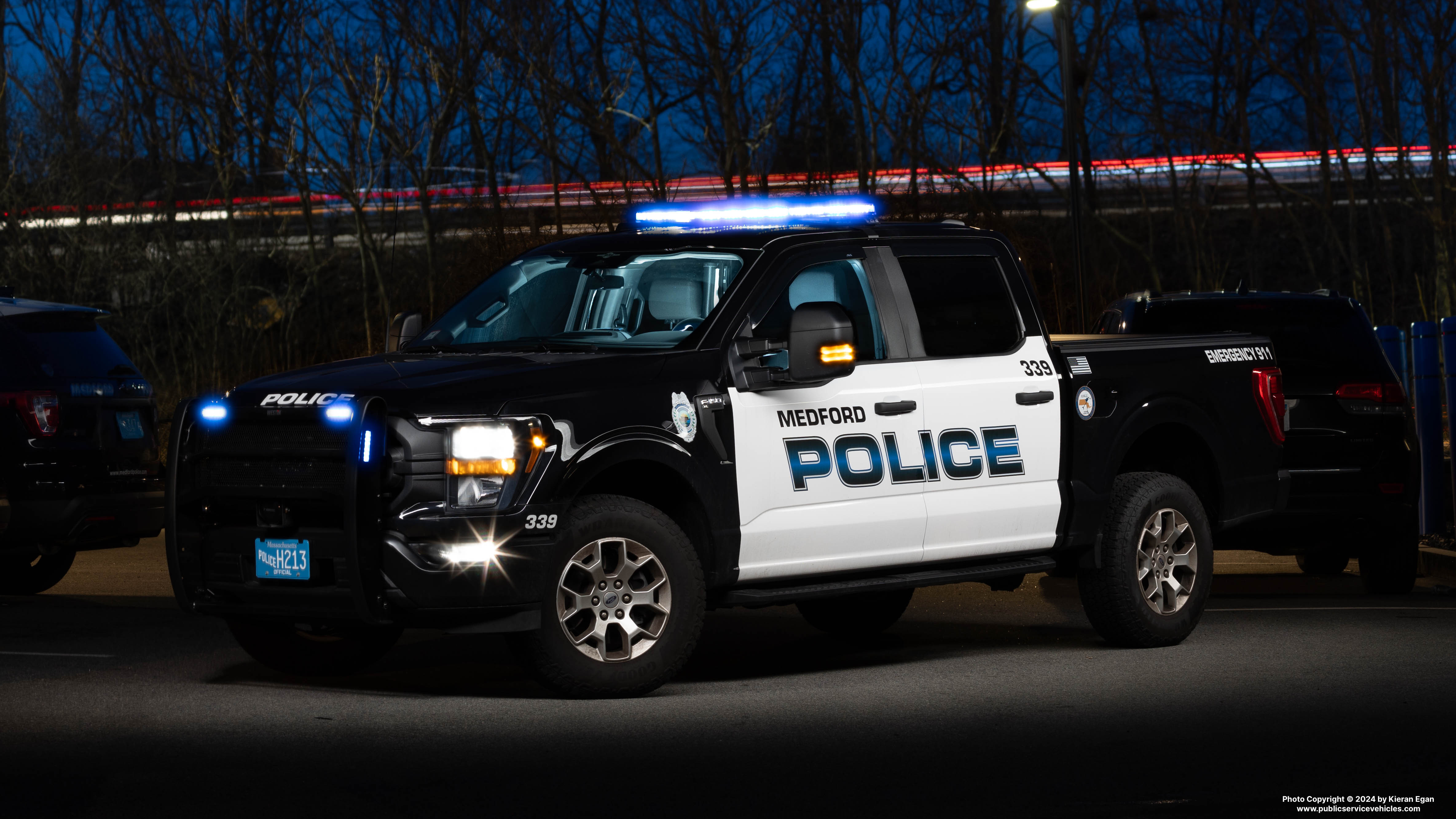 A photo  of Medford Police
            Cruiser 339, a 2023 Ford F-150 Police Responder             taken by Kieran Egan