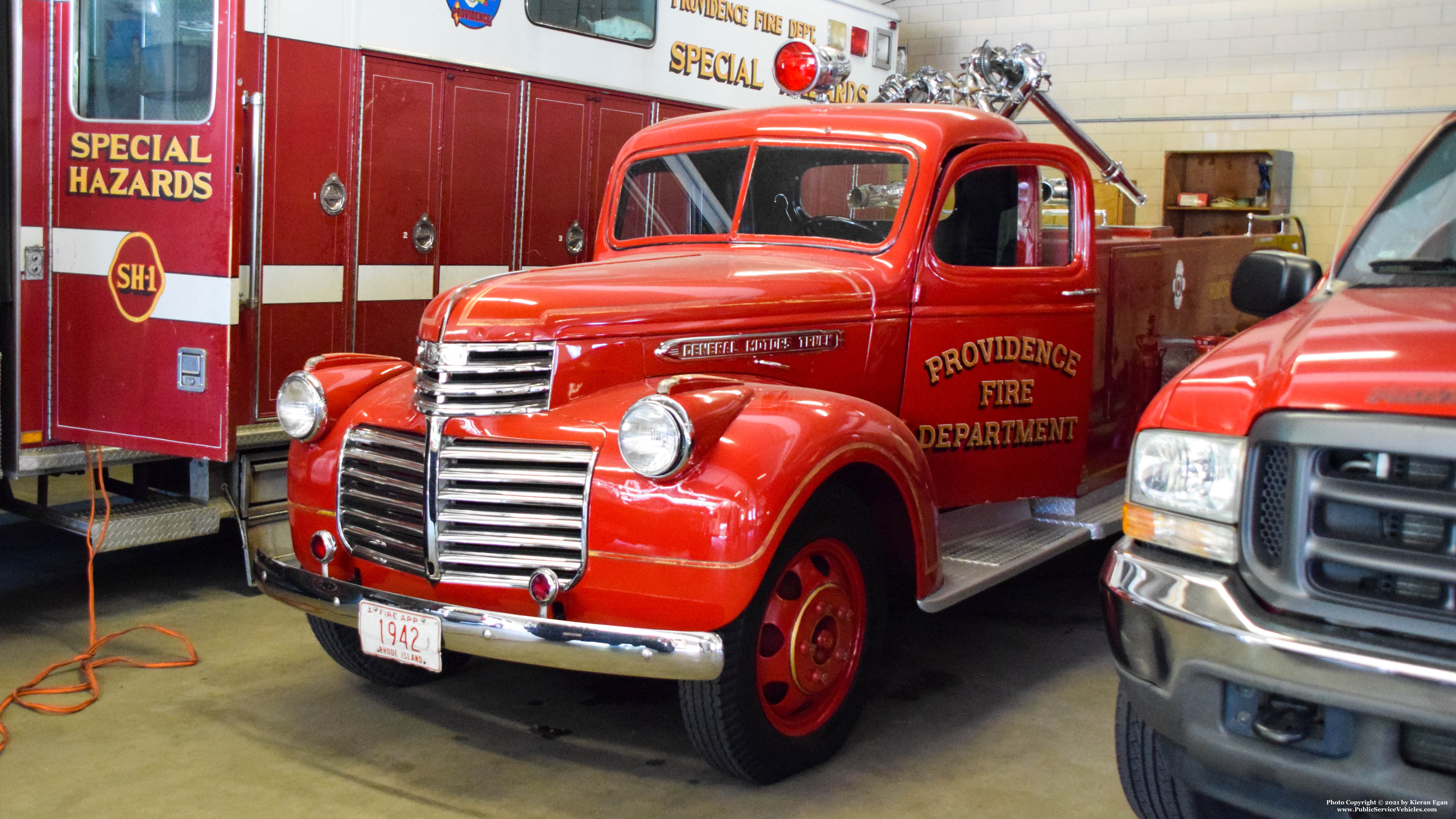 A photo  of Providence Fire
            Parade & Honor Guard Unit, a 1942 GMC             taken by Kieran Egan