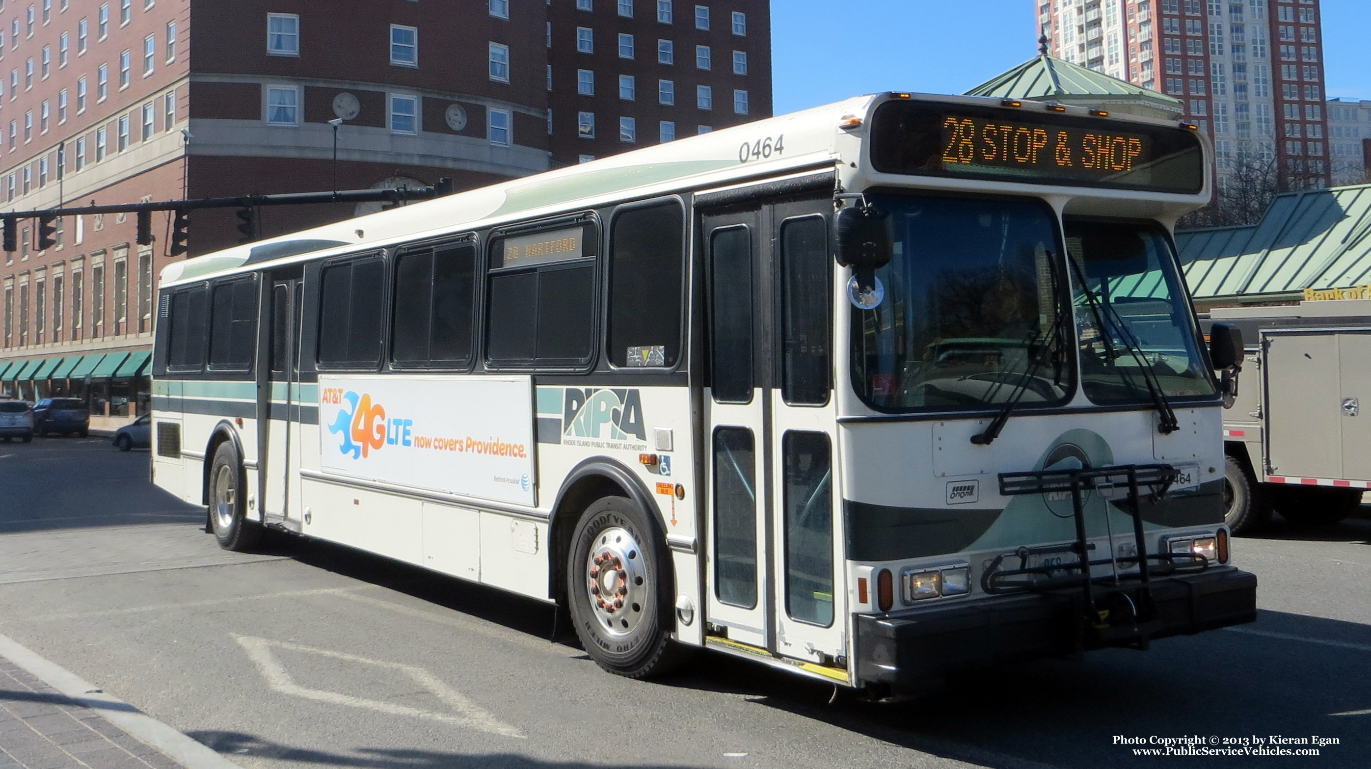A photo  of Rhode Island Public Transit Authority
            Bus 0464, a 2004 Orion V 05.501             taken by Kieran Egan