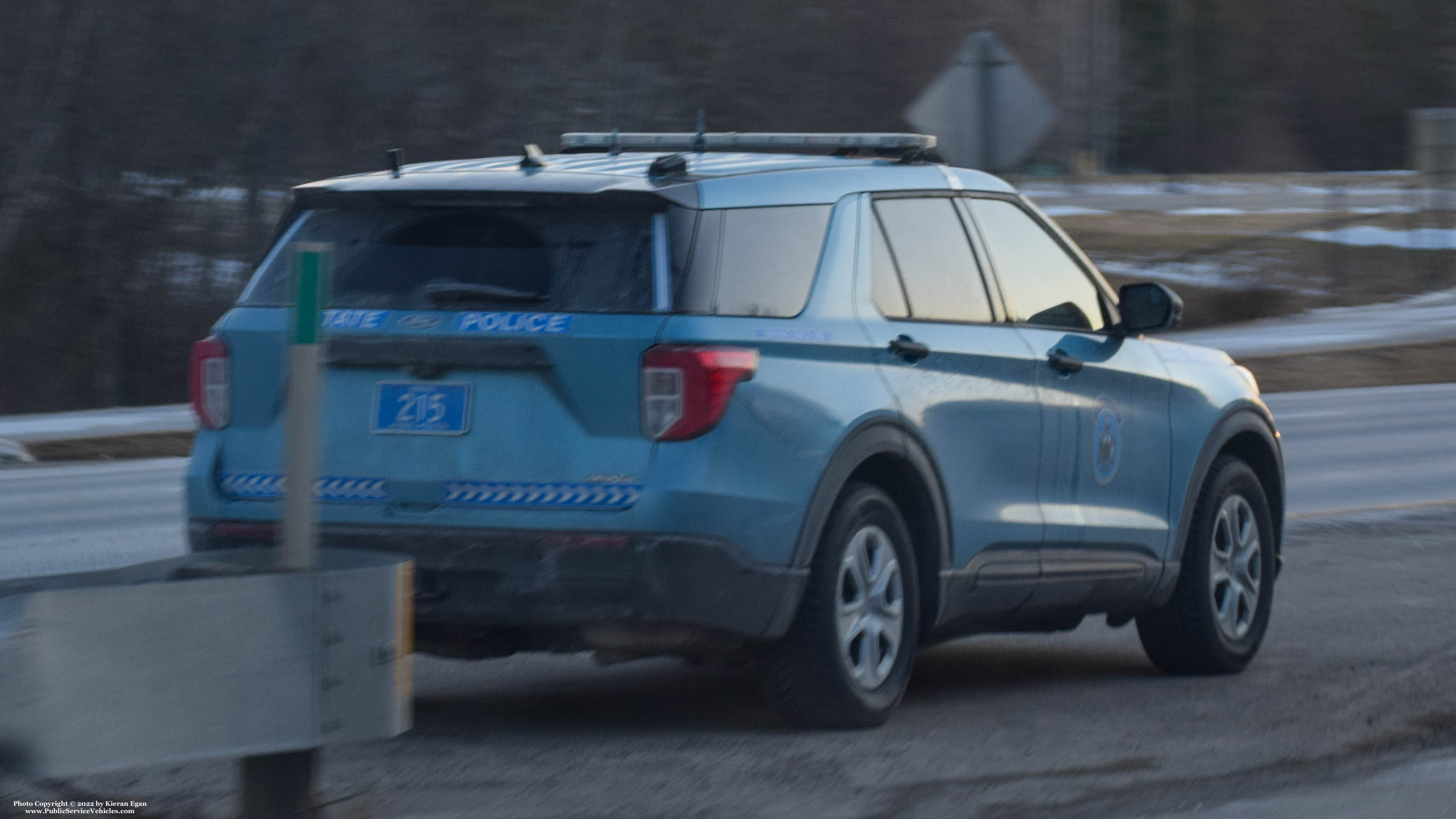 A photo  of Maine State Police
            Cruiser 215, a 2020-2021 Ford Police Interceptor Utility             taken by Kieran Egan
