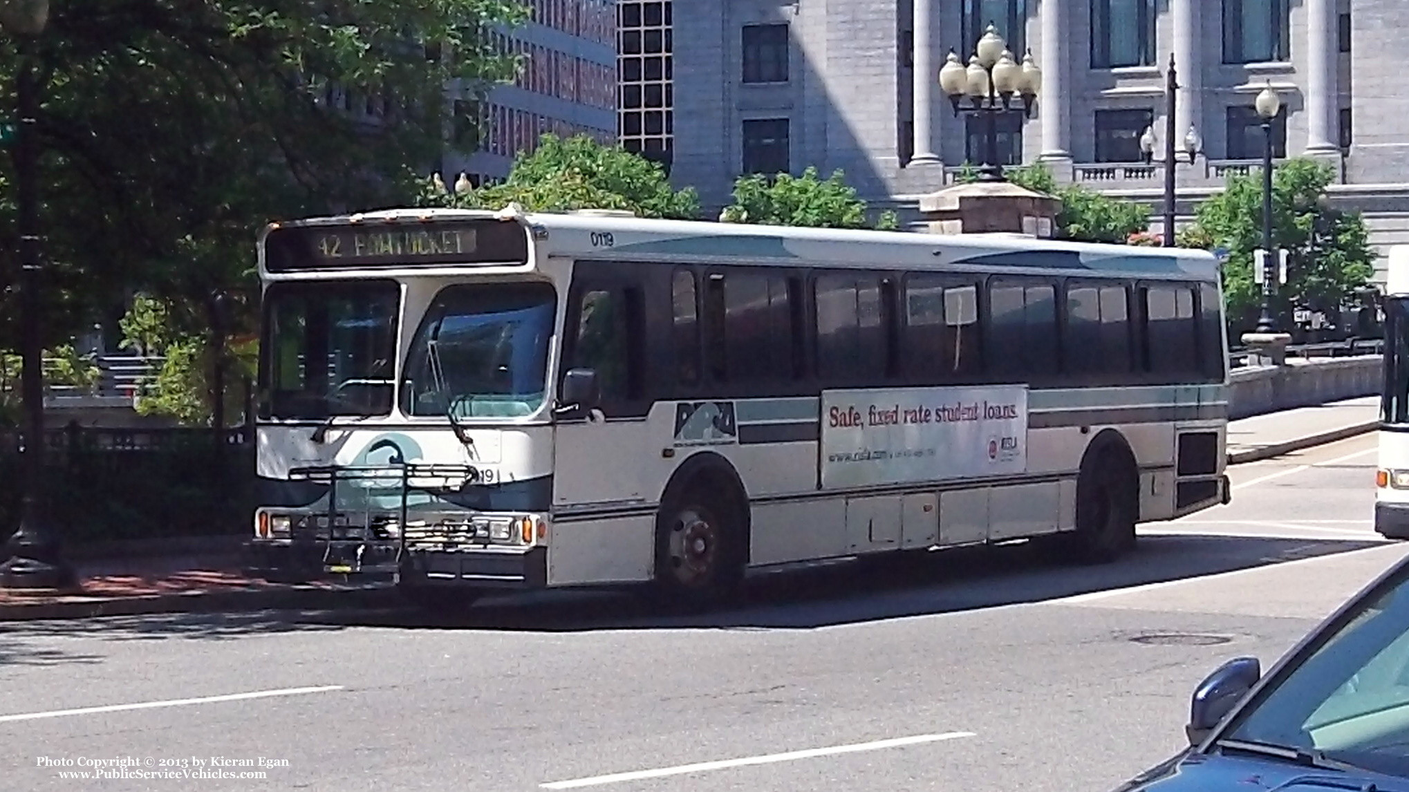 A photo  of Rhode Island Public Transit Authority
            Bus 0119, a 2001 Orion V 05.501             taken by Kieran Egan