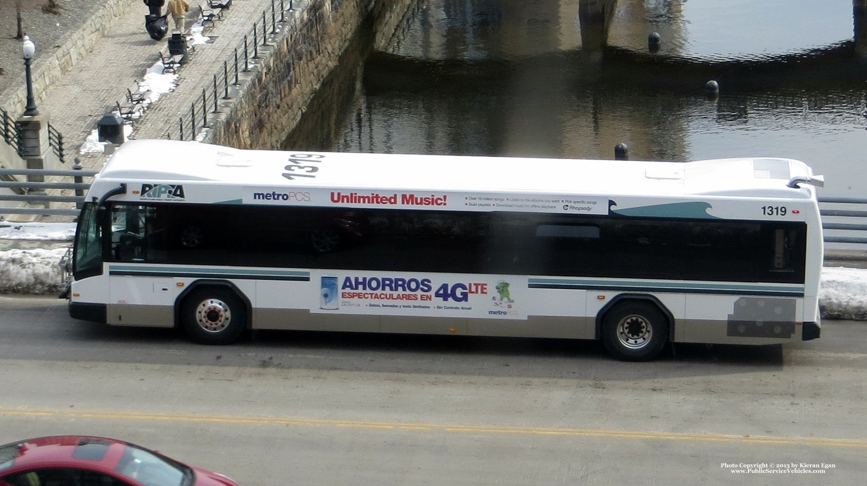 A photo  of Rhode Island Public Transit Authority
            Bus 1319, a 2013 Gillig BRT             taken by Kieran Egan