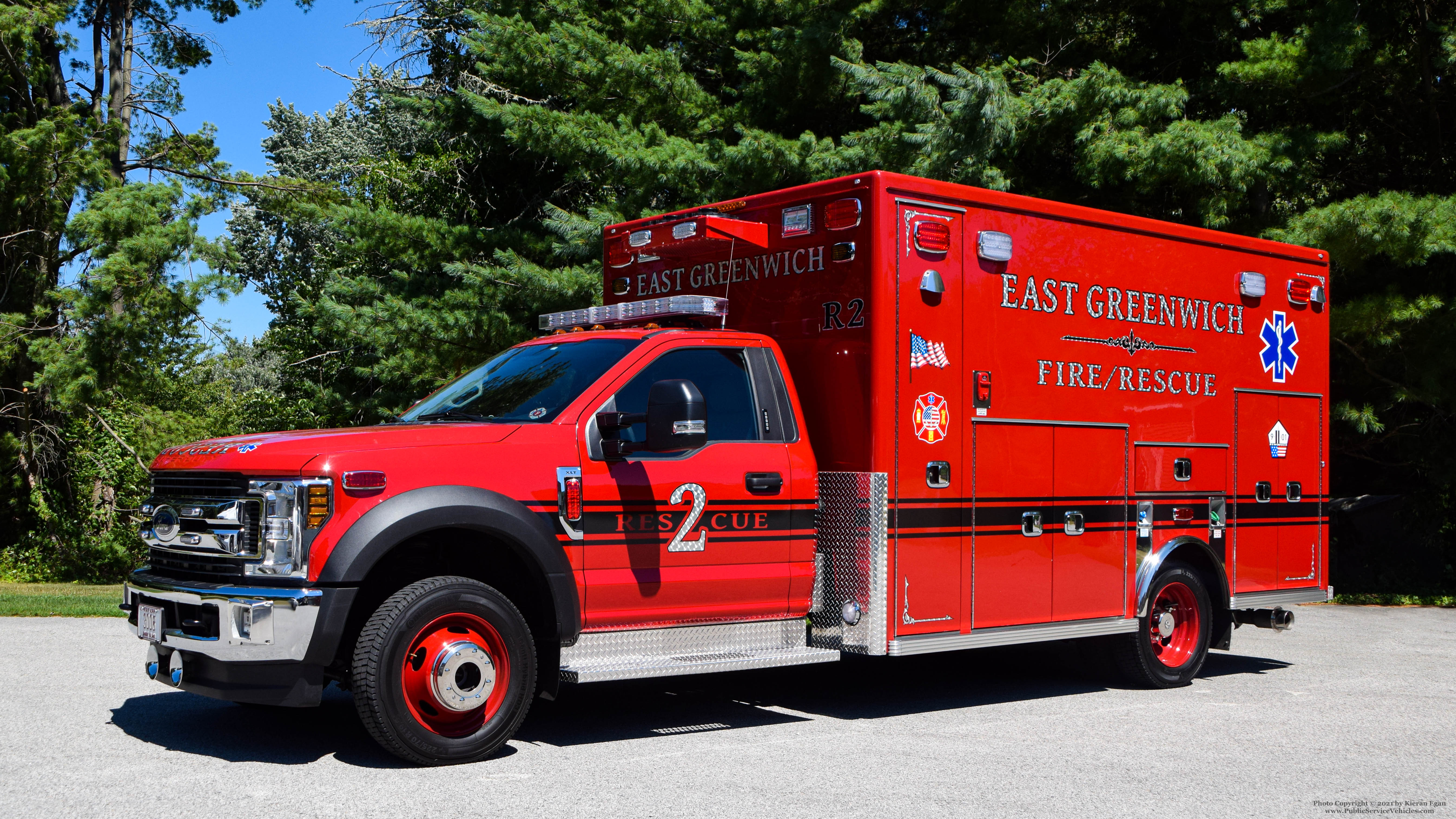 A photo  of East Greenwich Fire
            Rescue 2, a 2019 Ford F-550/Life Line             taken by Kieran Egan