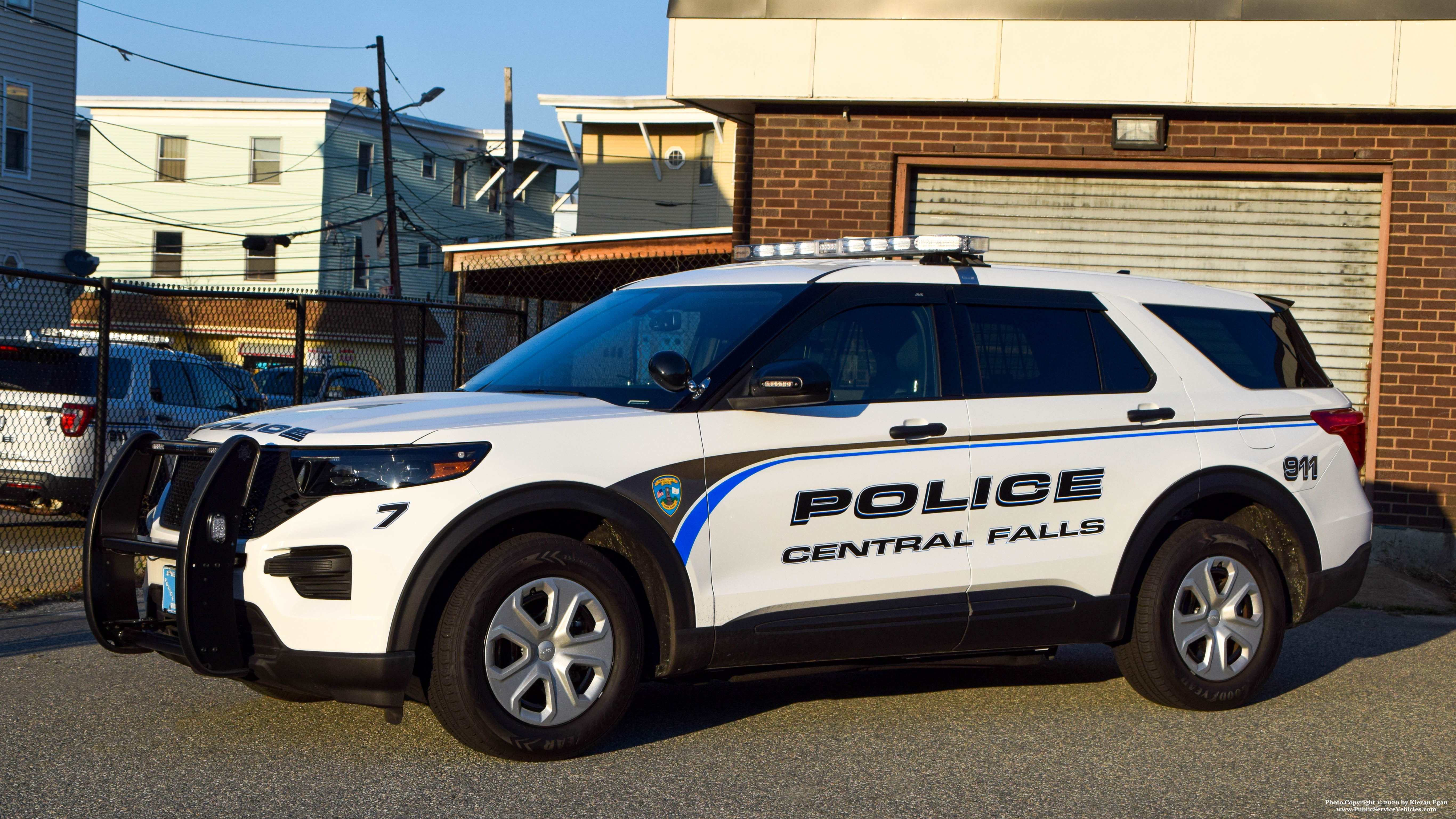 A photo  of Central Falls Police
            Patrol Car 7, a 2020 Ford Police Interceptor Utility Hybrid             taken by Kieran Egan