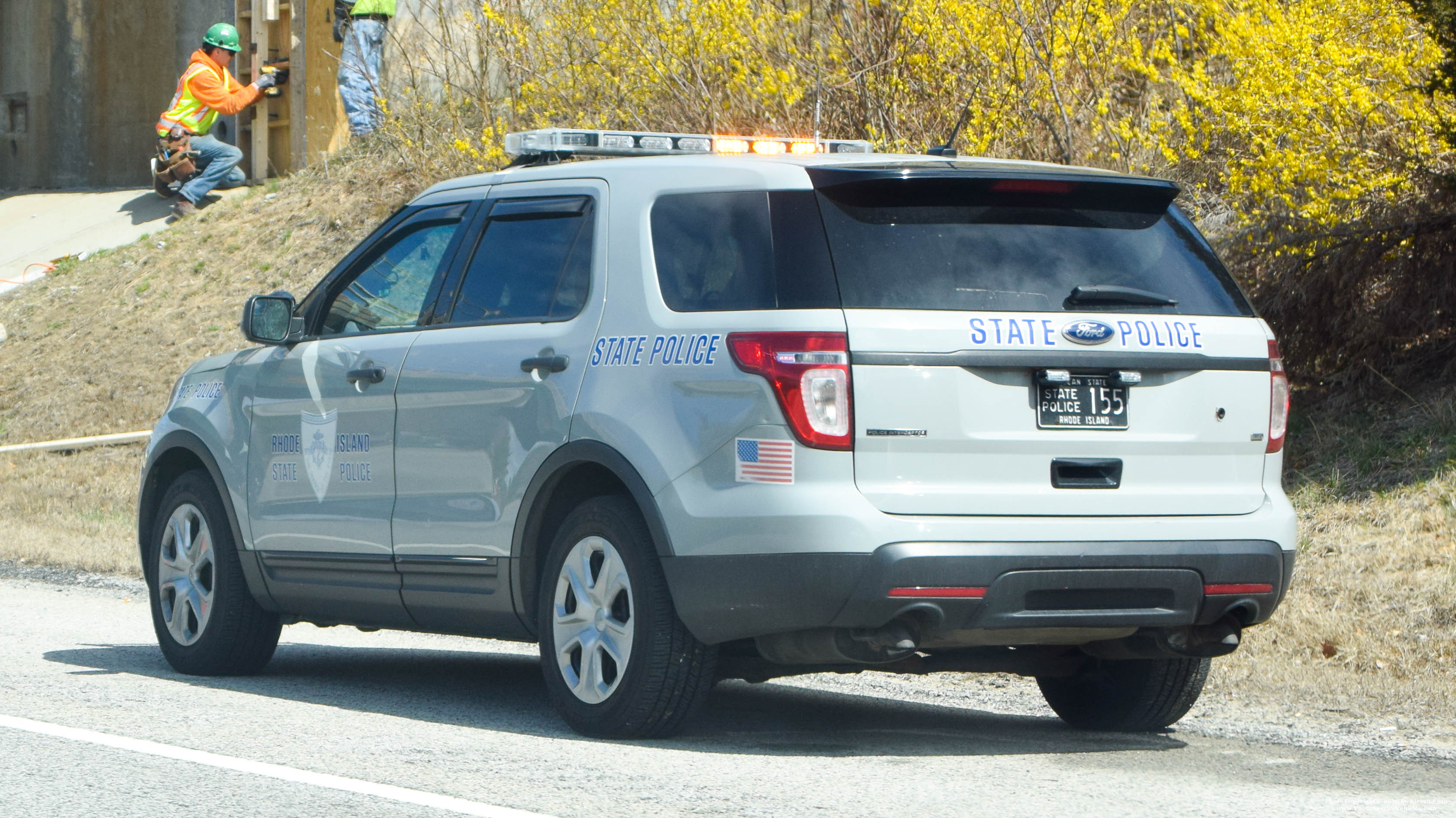 A photo  of Rhode Island State Police
            Cruiser 155, a 2013-2015 Ford Police Interceptor Utility             taken by Kieran Egan