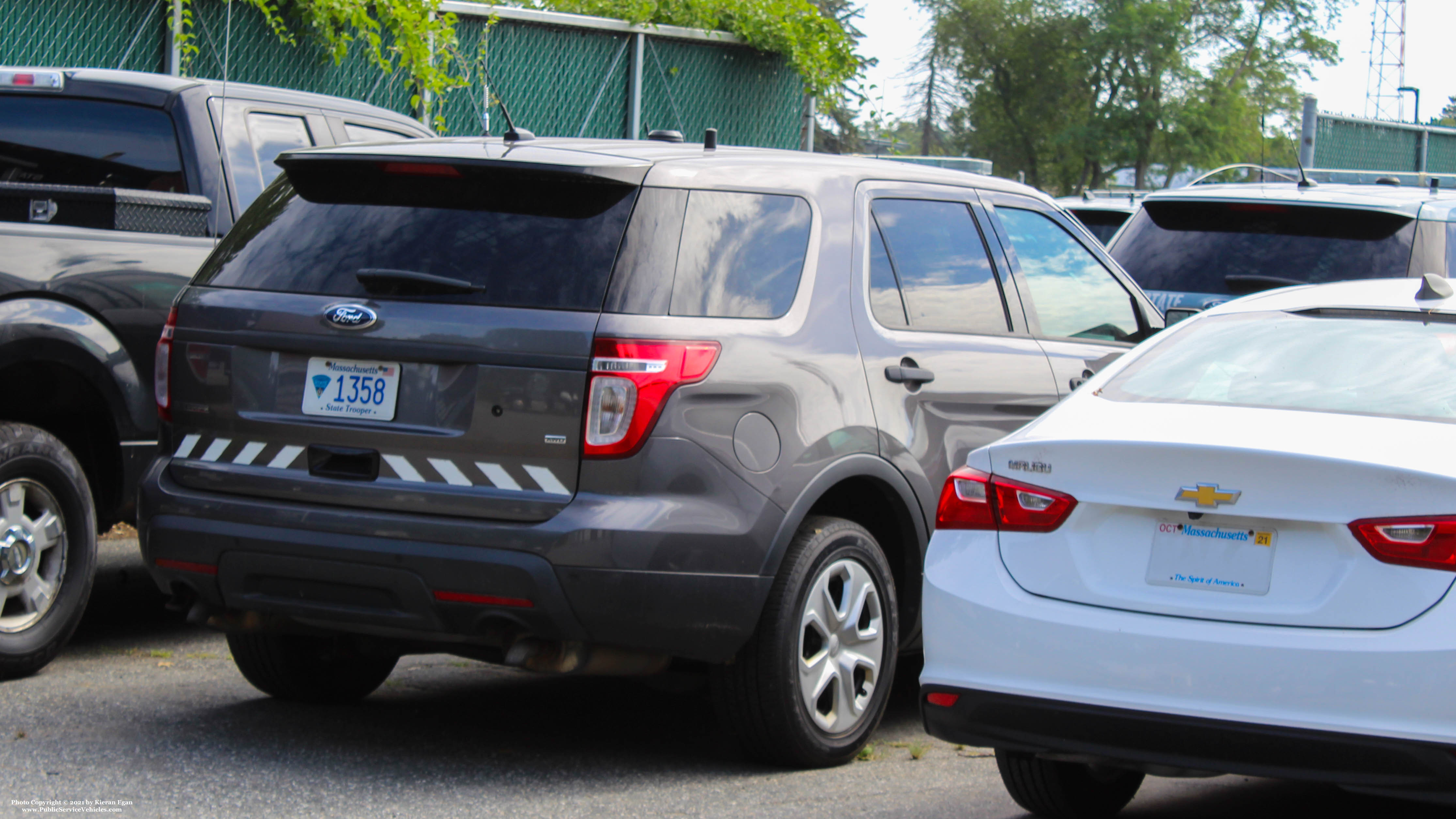 A photo  of Massachusetts State Police
            Cruiser 1358, a 2013 Ford Police Interceptor Utility             taken by Kieran Egan