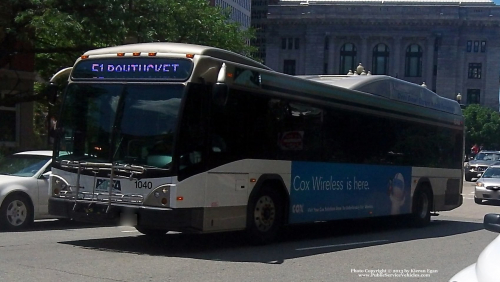 Additional photo  of Rhode Island Public Transit Authority
                    Bus 1040, a 2010 Gillig BRT HEV                     taken by Kieran Egan
