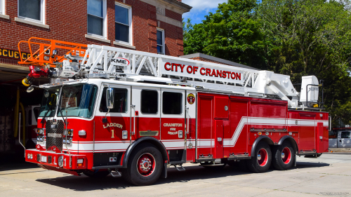 Additional photo  of Cranston Fire
                    Ladder 1, a 2020 KME Severe Service AerialCat                     taken by @riemergencyvehicles
