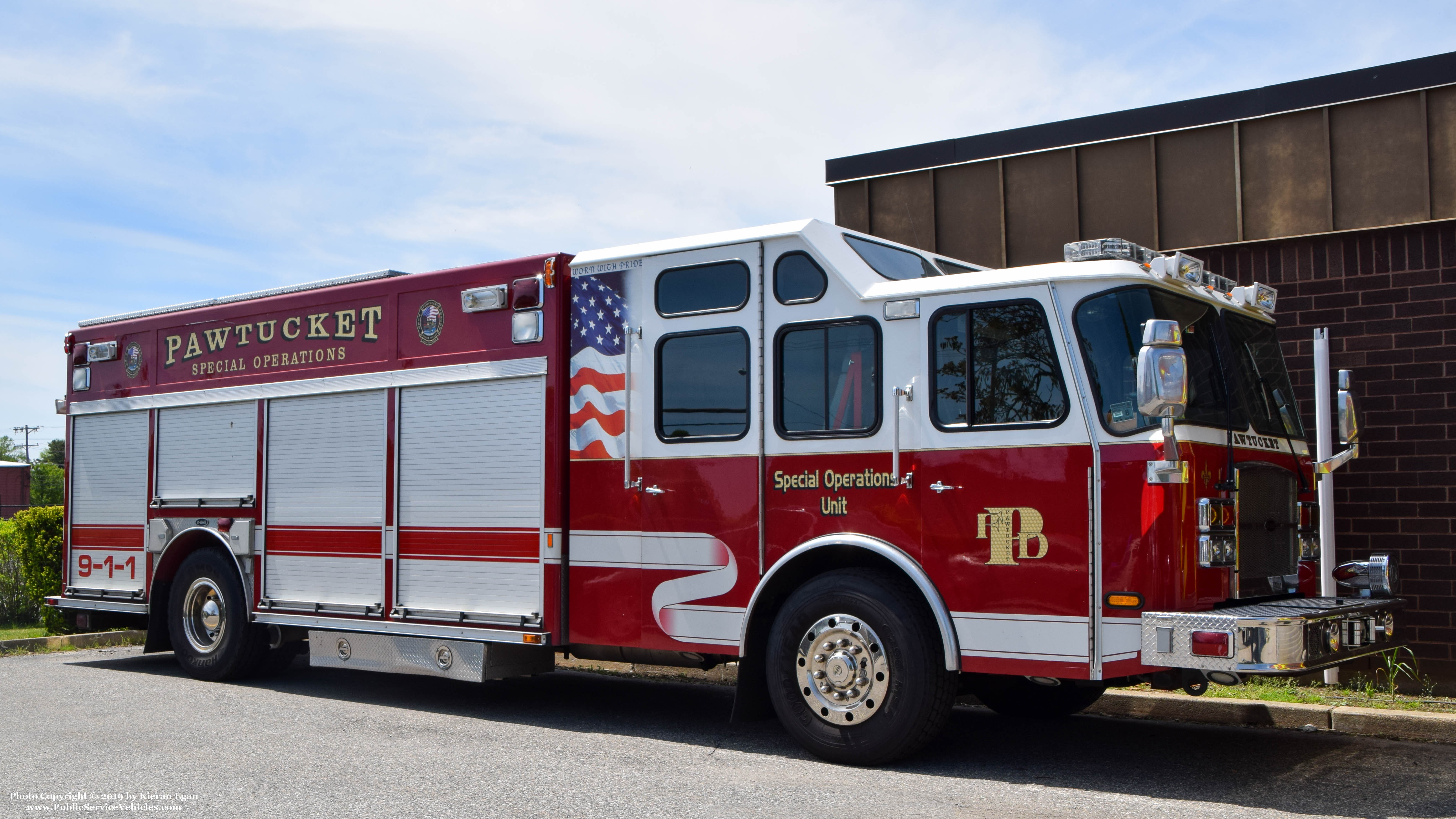 A photo  of Pawtucket Fire
            Special Operations Unit, a 2006 E-One Cyclone II             taken by Kieran Egan