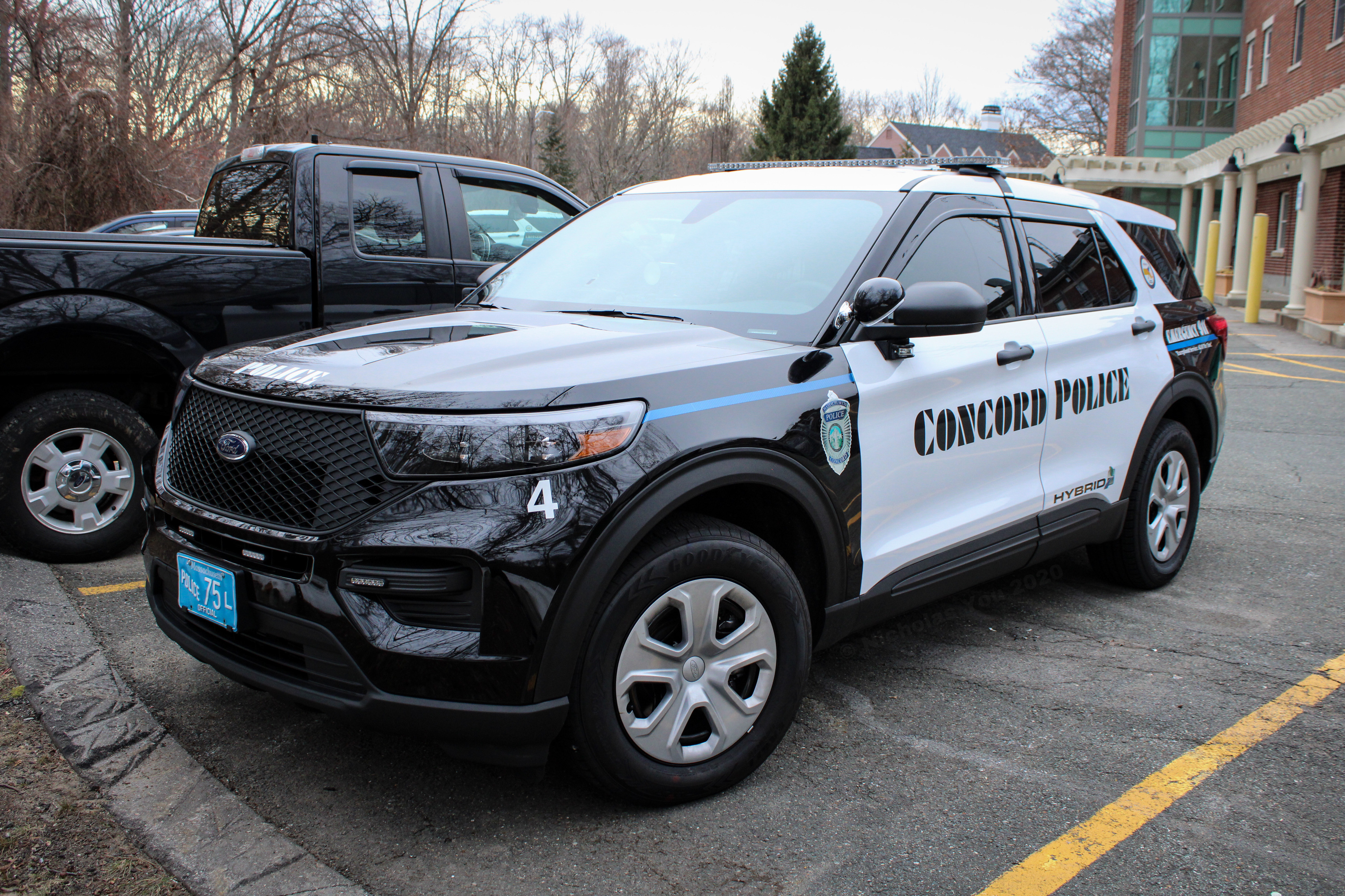 A photo  of Concord Police
            Car 4, a 2020 Ford Police Interceptor Utility Hybrid             taken by Nicholas You