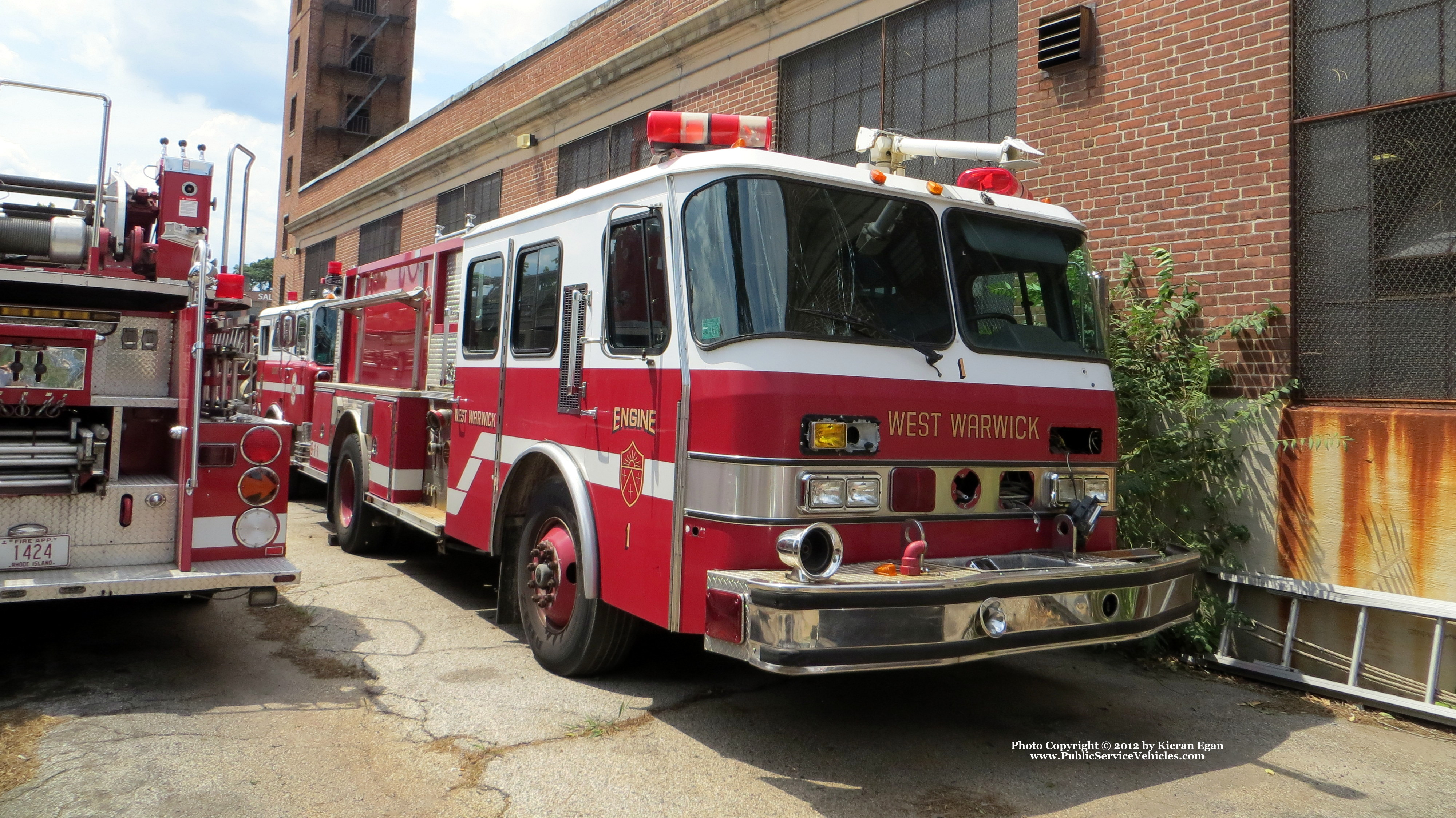 A photo  of West Warwick Fire
            Engine 1, a 1995 E-One Hurricane             taken by Kieran Egan